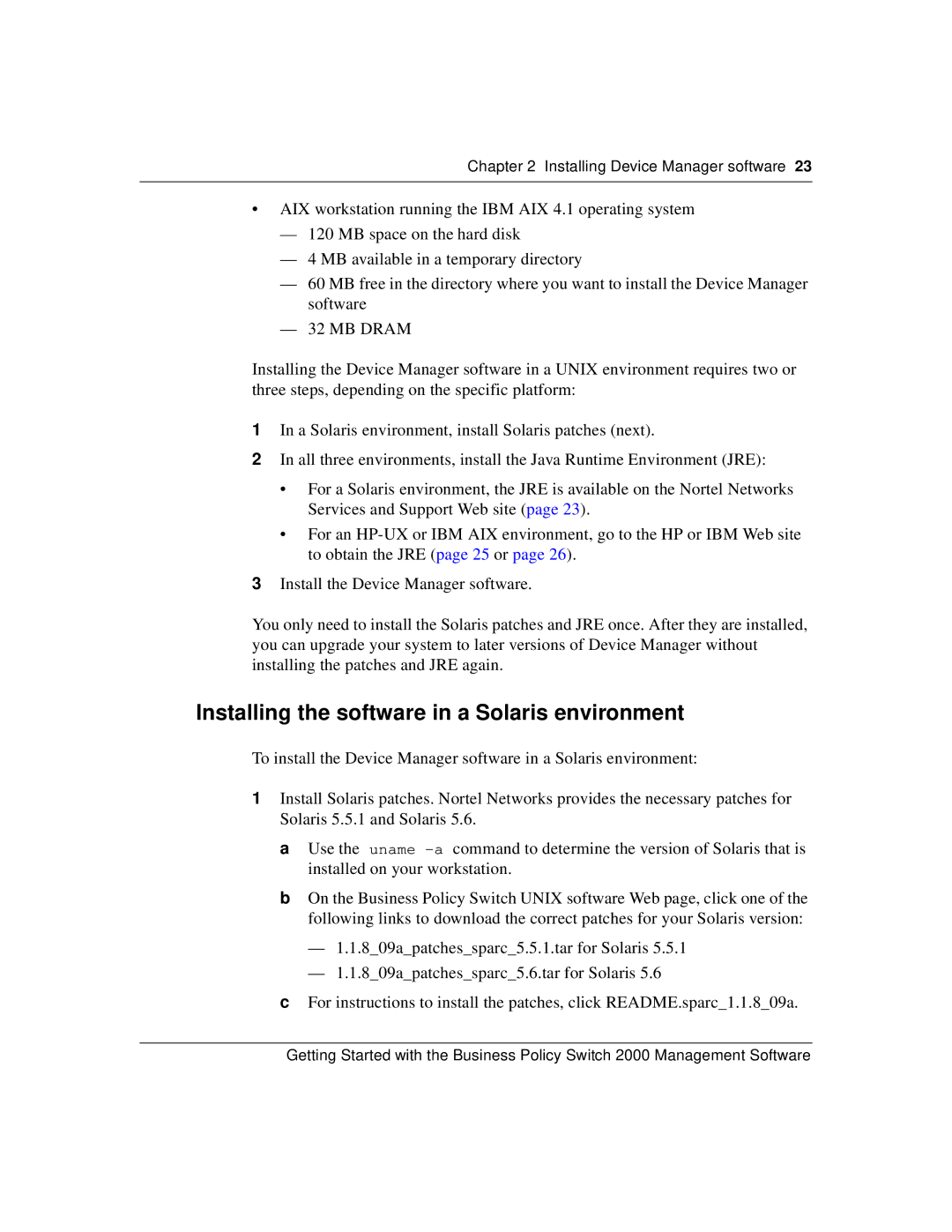 Nortel Networks 209321-A manual Installing the software in a Solaris environment 