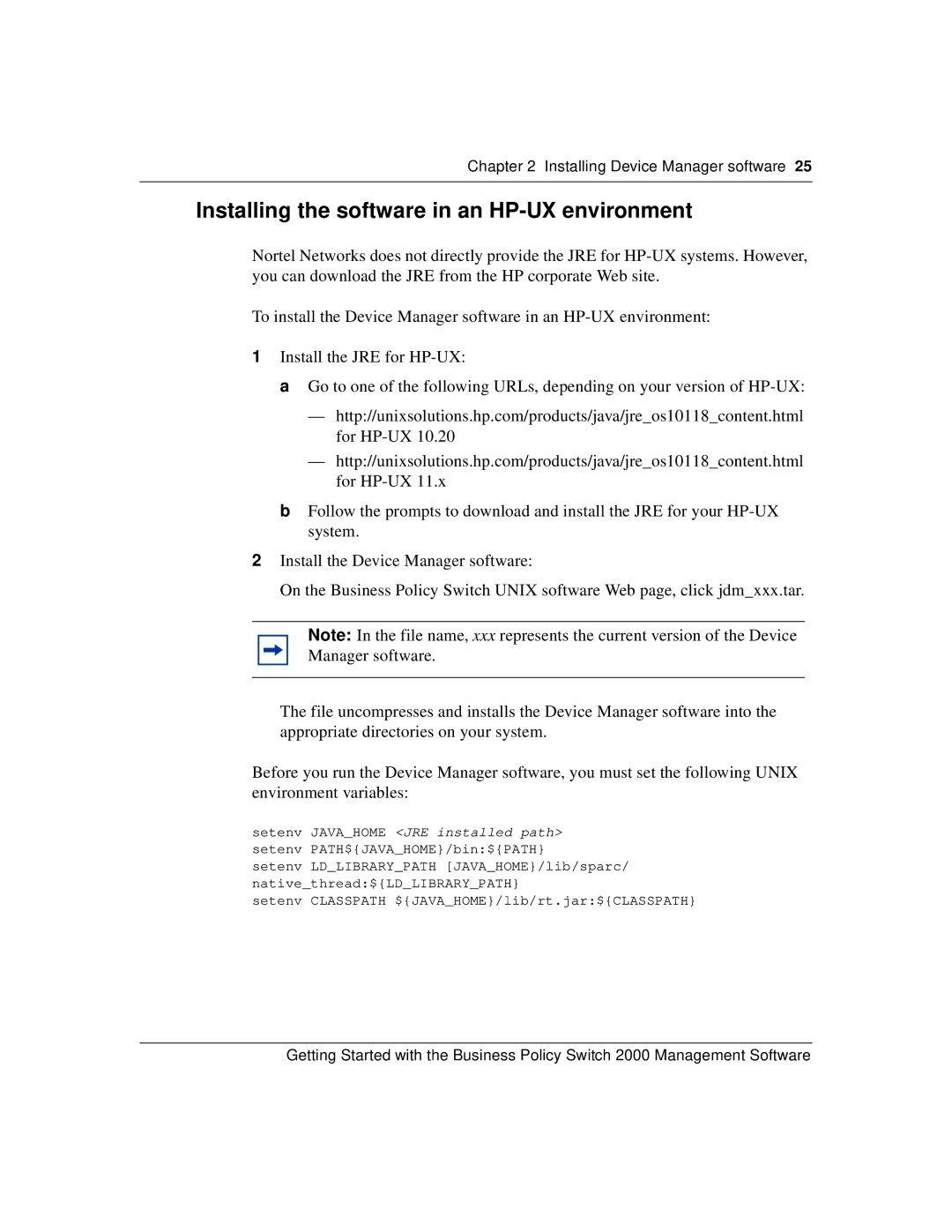 Nortel Networks 209321-A manual Installing the software in an HP-UX environment 