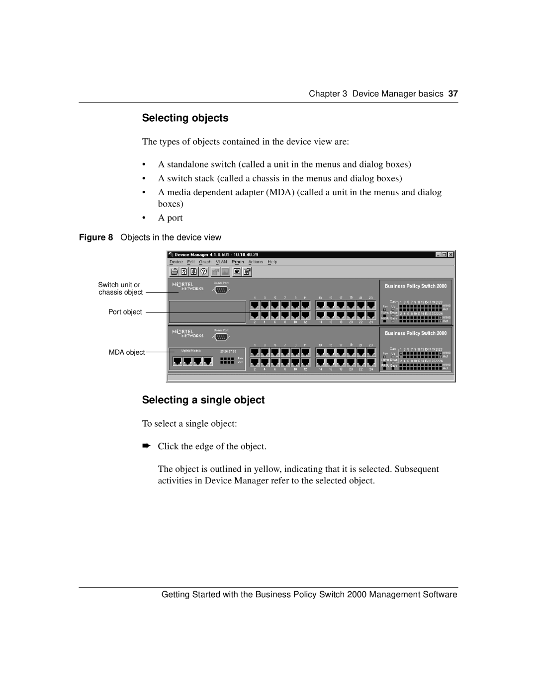 Nortel Networks 209321-A manual Selecting objects 