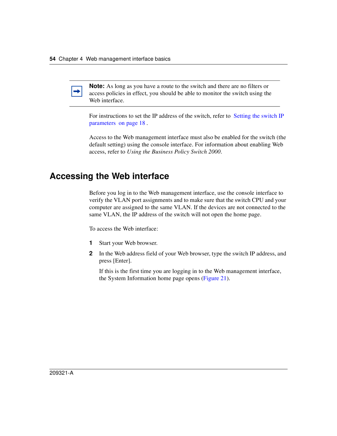 Nortel Networks 209321-A manual Accessing the Web interface, Web management interface basics 