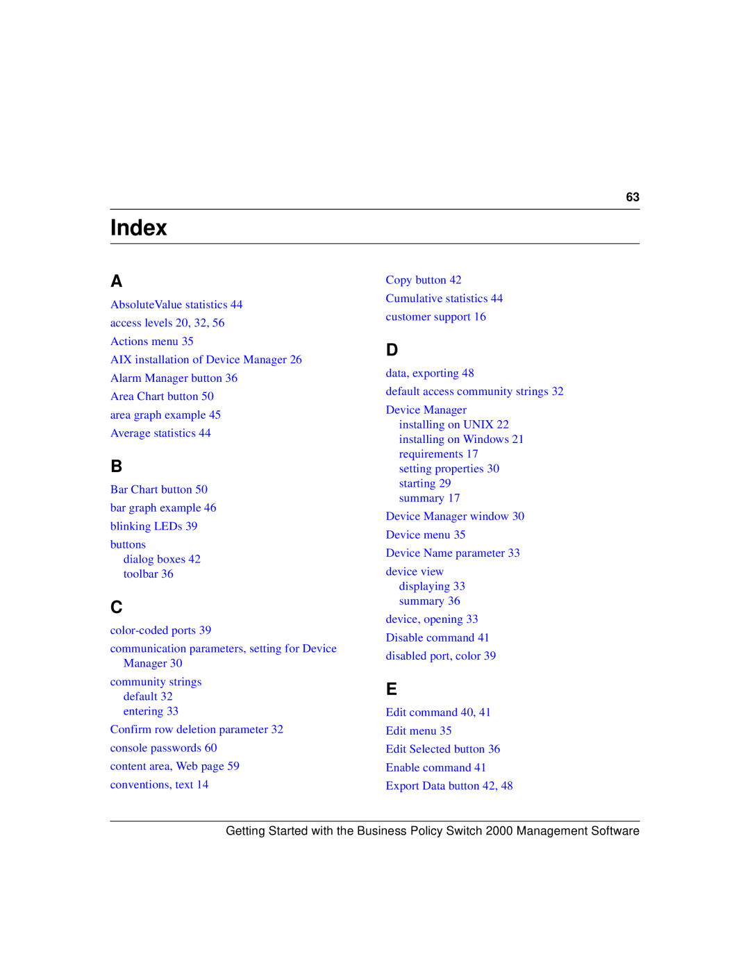 Nortel Networks 209321-A manual Index 