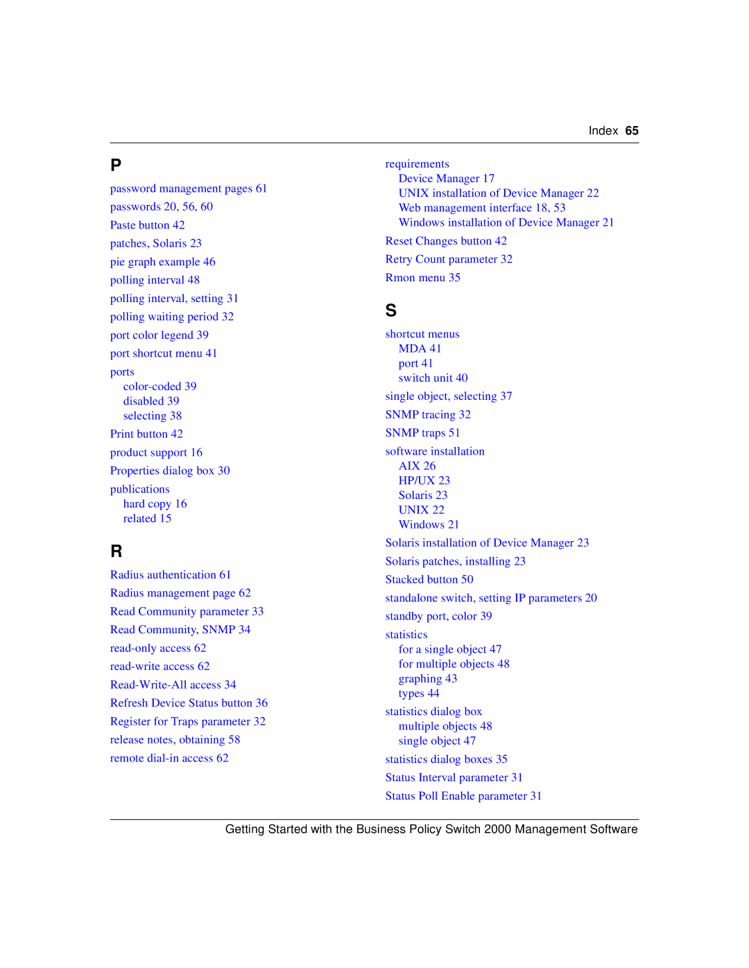 Nortel Networks 209321-A manual Index 