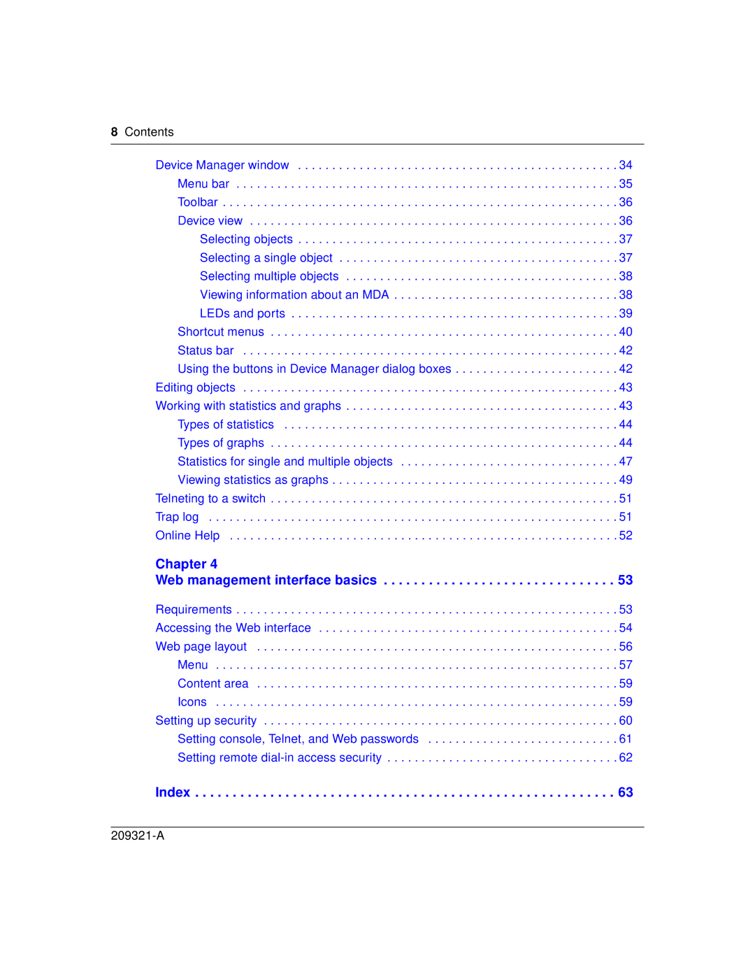 Nortel Networks 209321-A manual Chapter Web management interface basics, Contents 