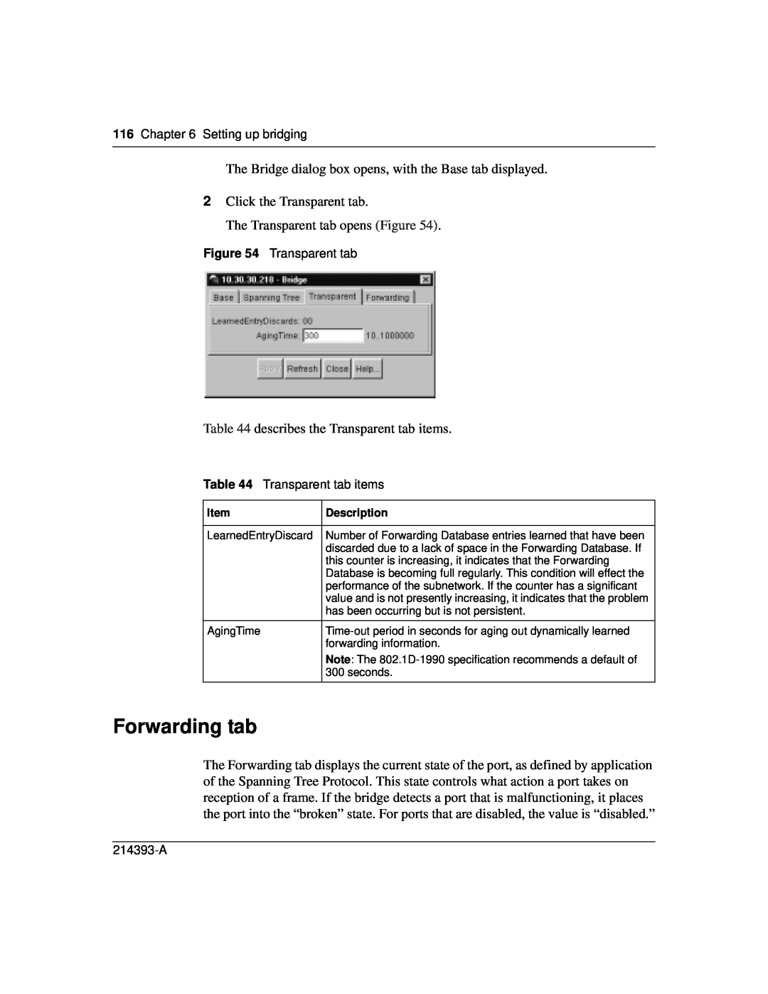 Nortel Networks 214393-A manual Forwarding tab 