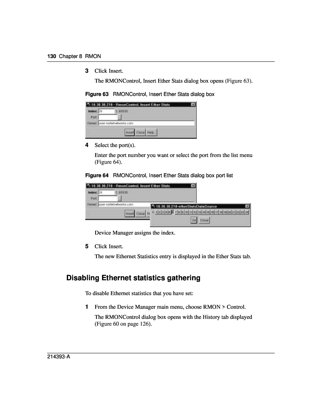 Nortel Networks 214393-A manual Disabling Ethernet statistics gathering 