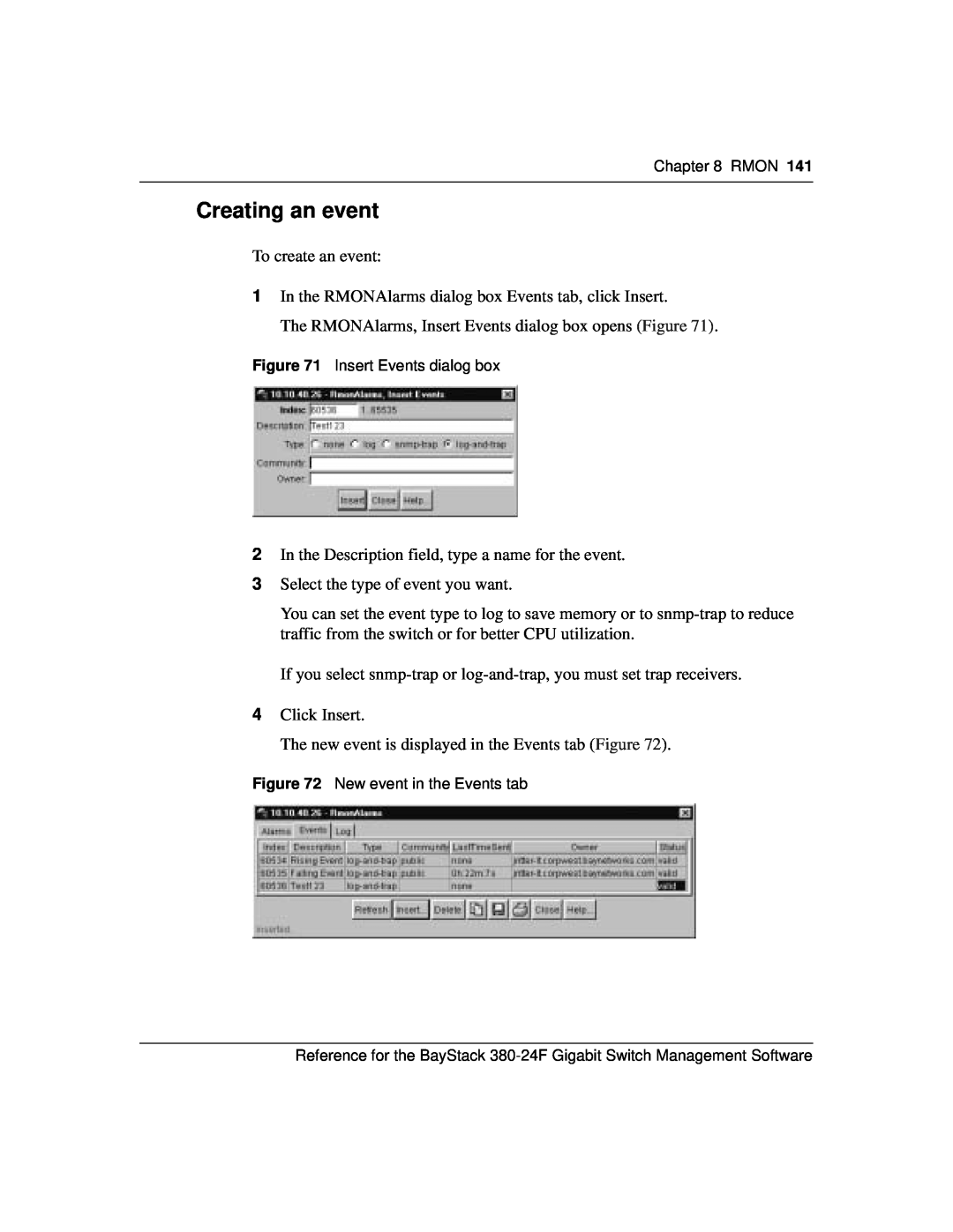 Nortel Networks 214393-A manual Creating an event 