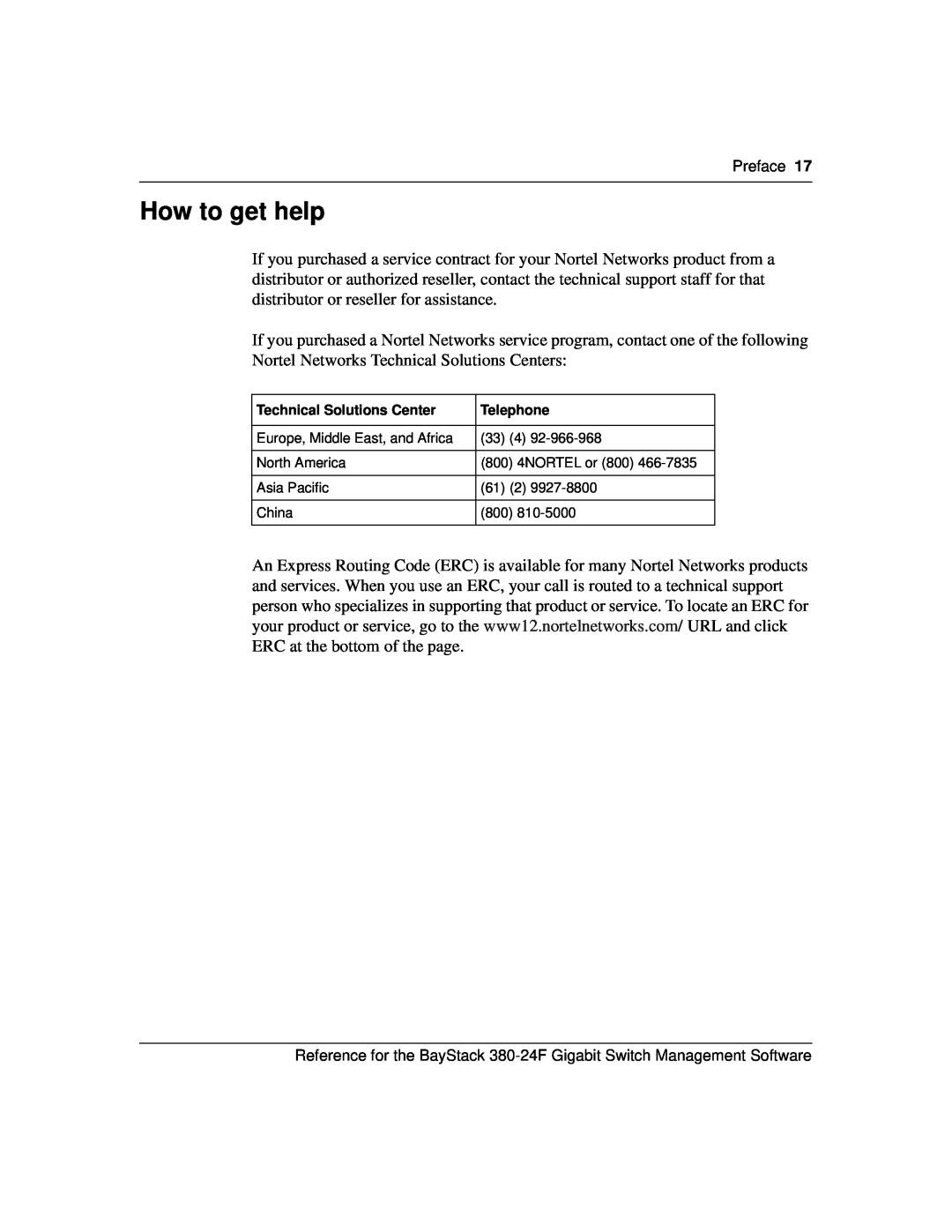 Nortel Networks 214393-A manual How to get help, Preface 