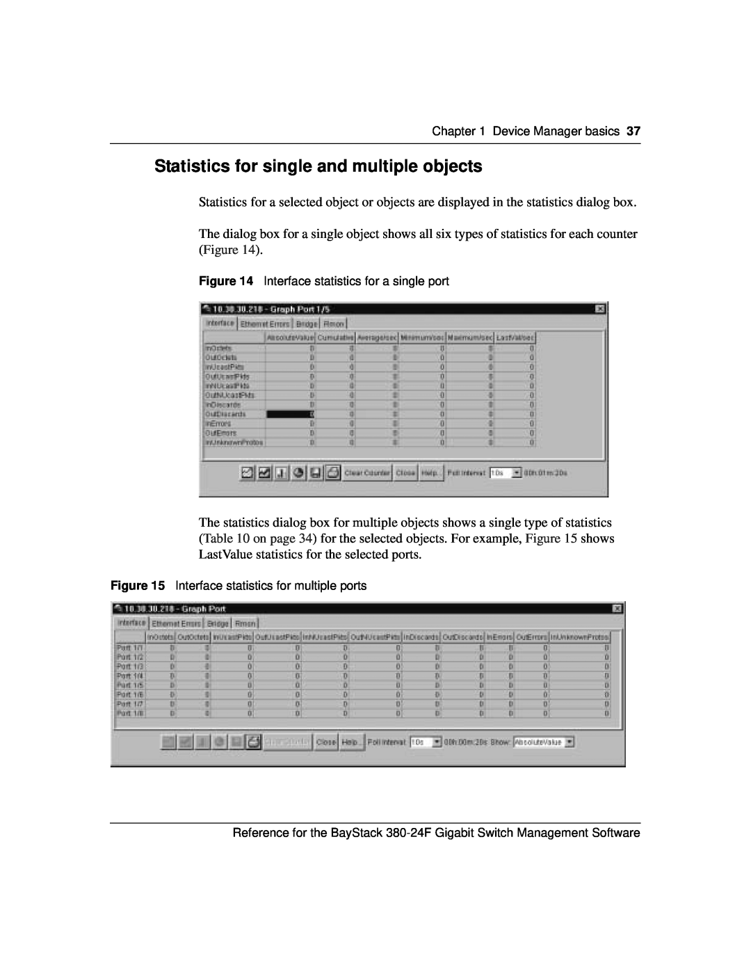 Nortel Networks 214393-A manual Statistics for single and multiple objects 