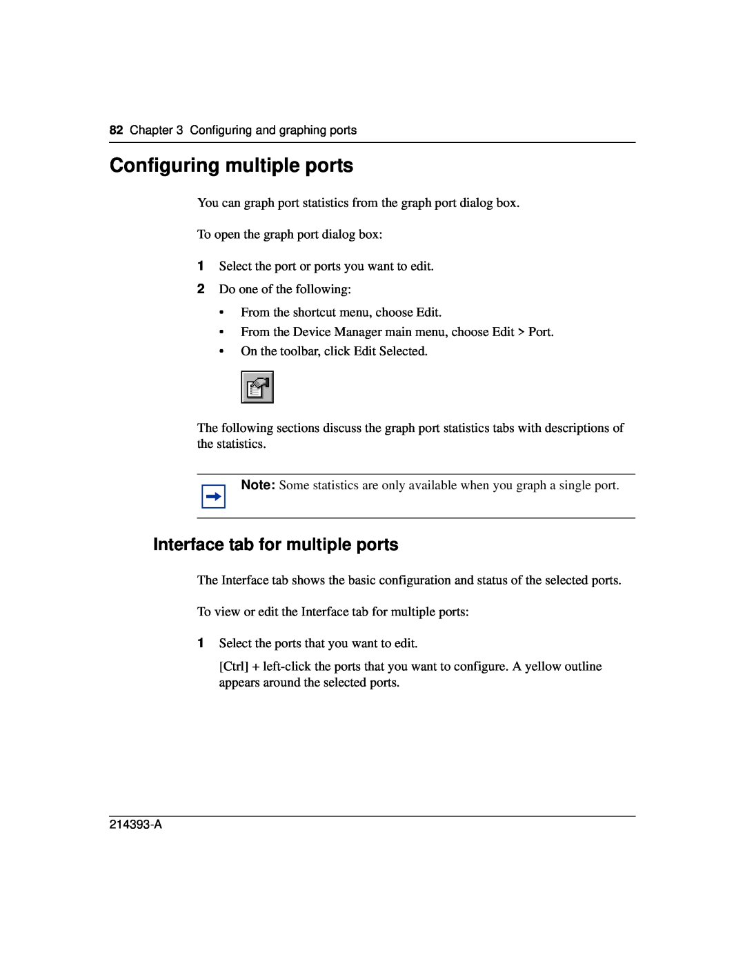 Nortel Networks 214393-A manual Configuring multiple ports, Interface tab for multiple ports 