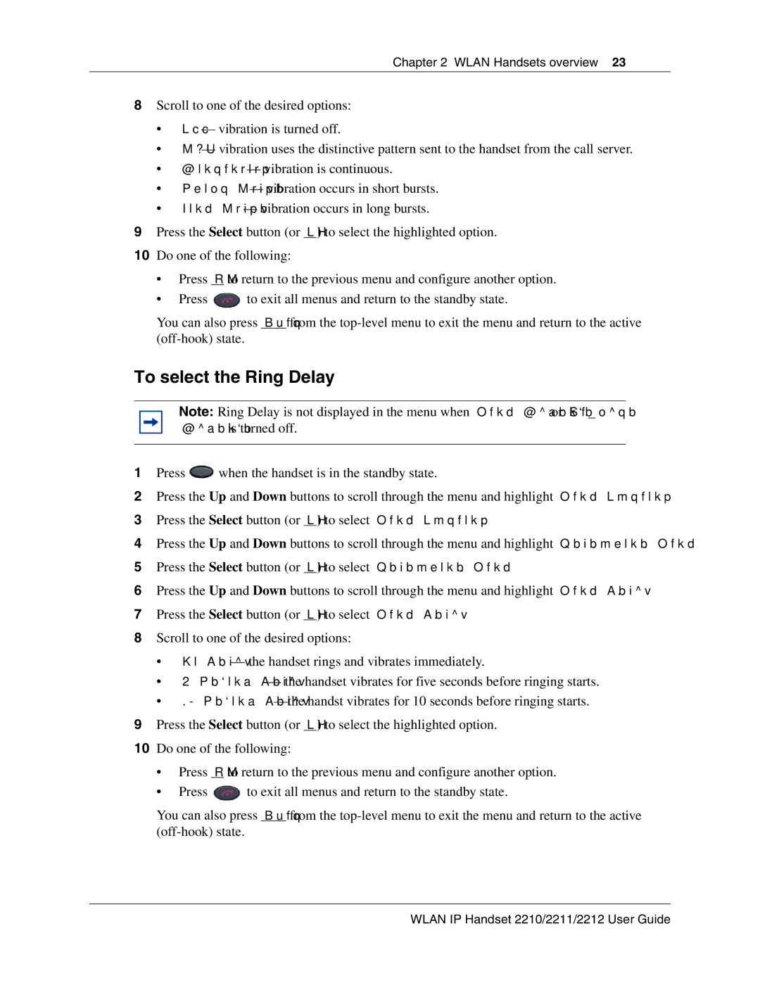 Nortel Networks 2210, 2212, 2211 manual To select the Ring Delay 