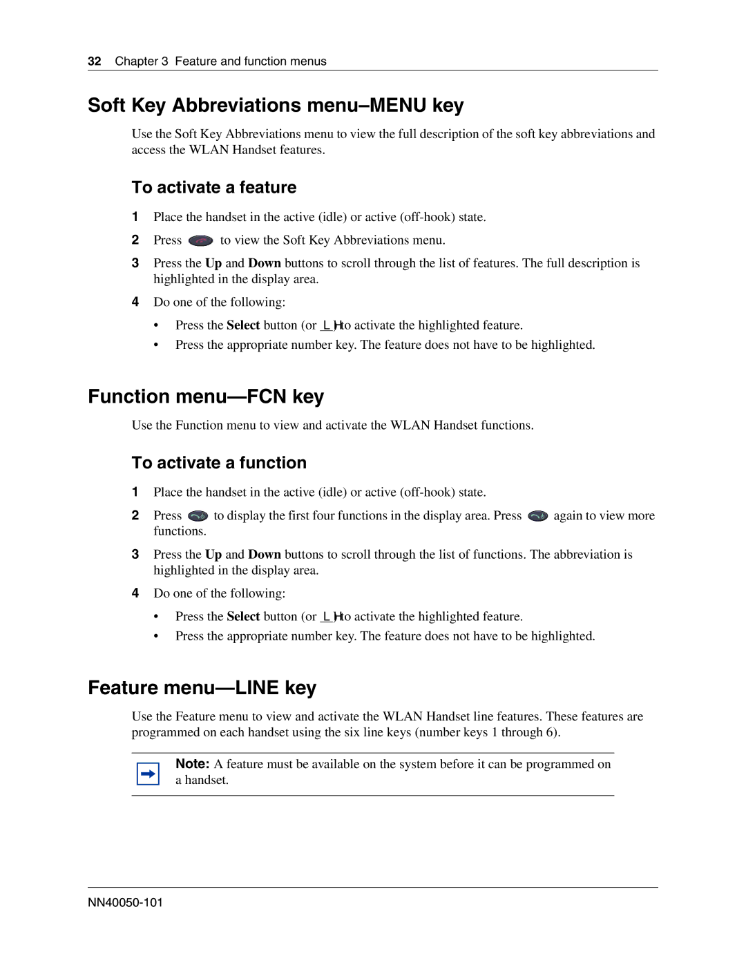 Nortel Networks 2210, 2212, 2211 manual Soft Key Abbreviations menu-MENU key, Function menu-FCN key, Feature menu-LINE key 