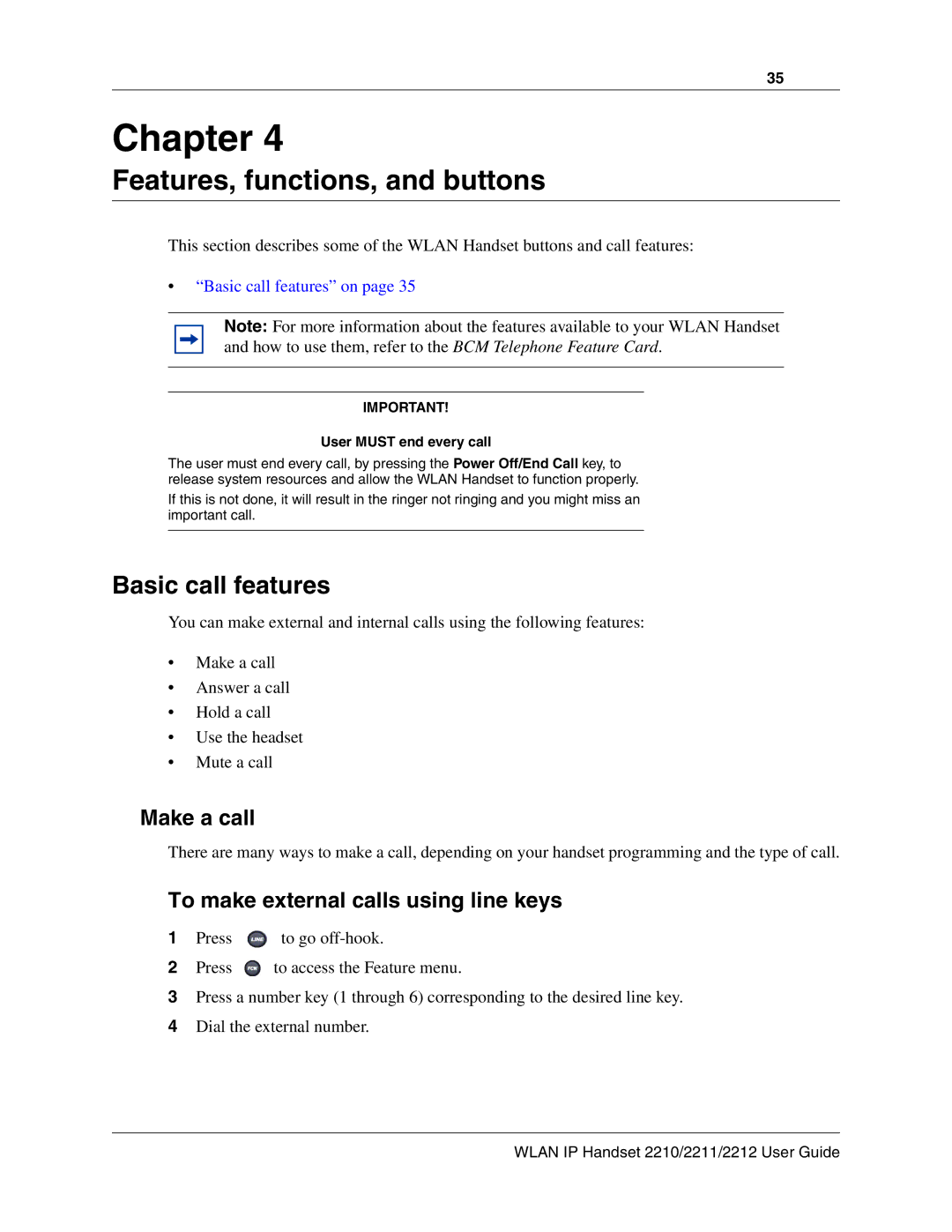 Nortel Networks 2210, 2212, 2211 manual Basic call features, Make a call, To make external calls using line keys 