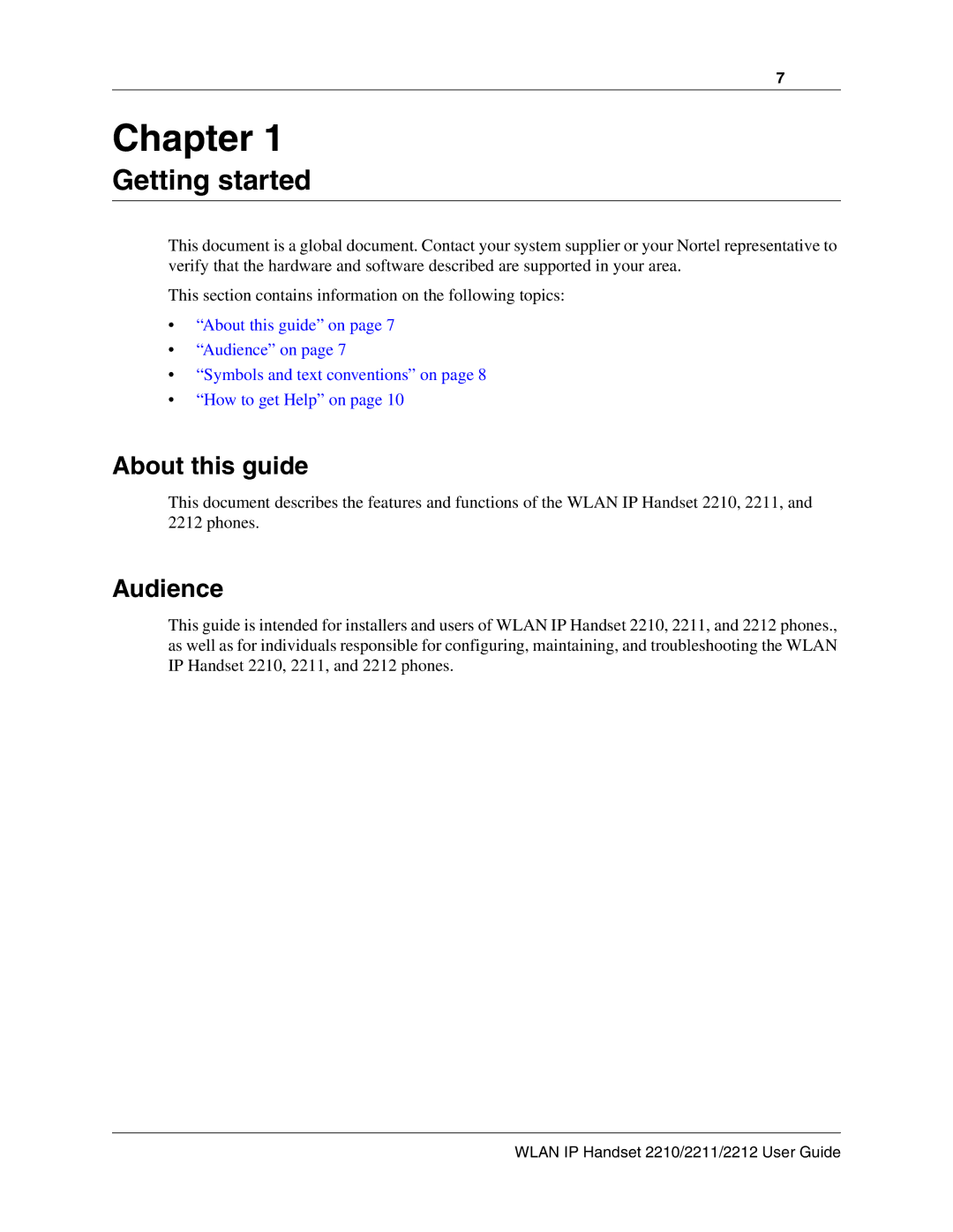 Nortel Networks 2211, 2212, 2210 manual About this guide, Audience 