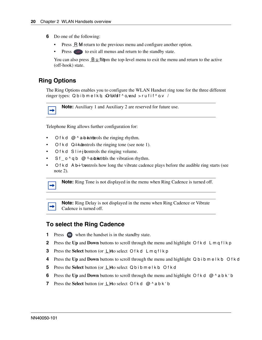 Nortel Networks 2212, 2211 manual Ring Options, To select the Ring Cadence 