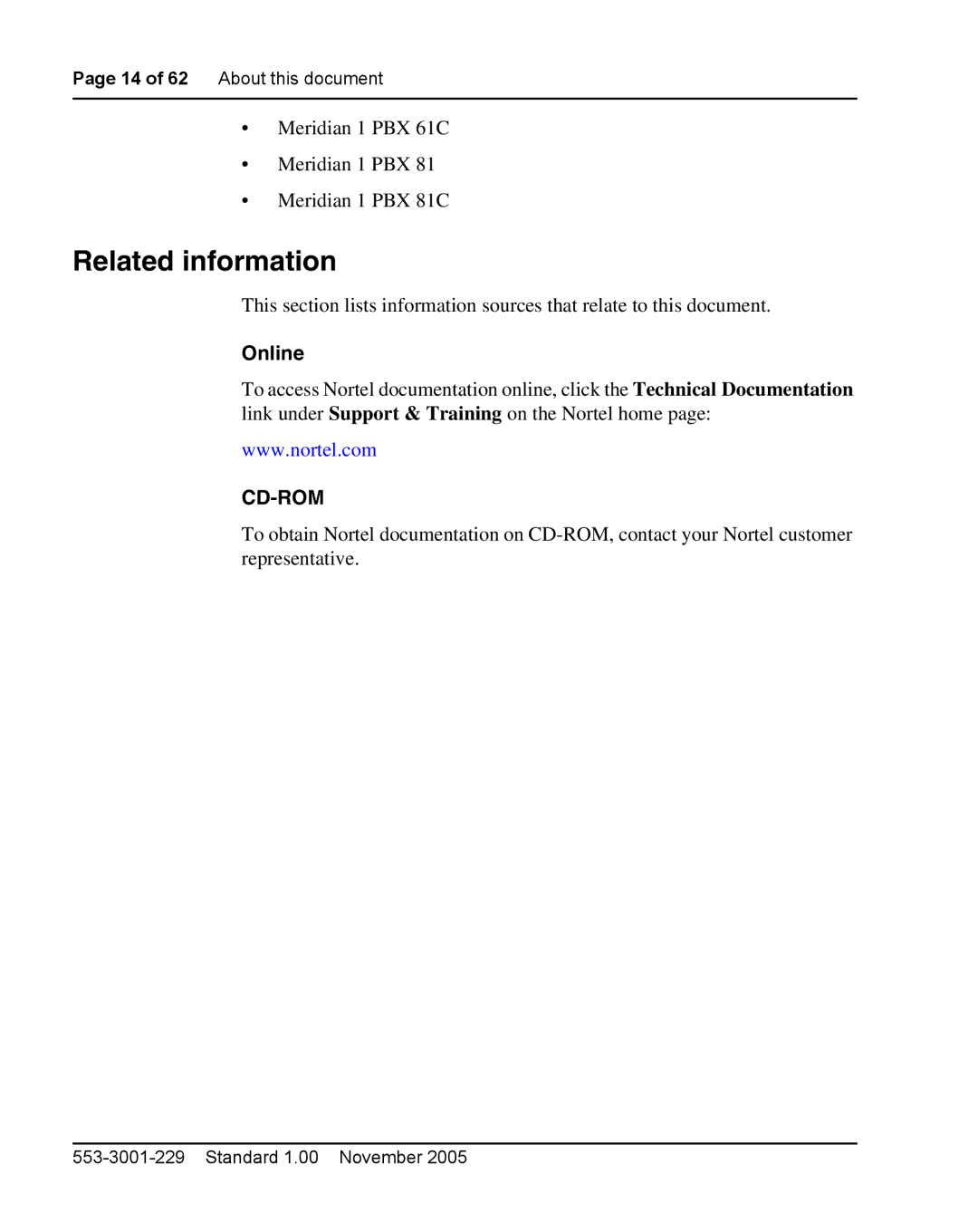 Nortel Networks 2212 manual Related information, Meridian 1 PBX 61C Meridian 1 PBX 81C 