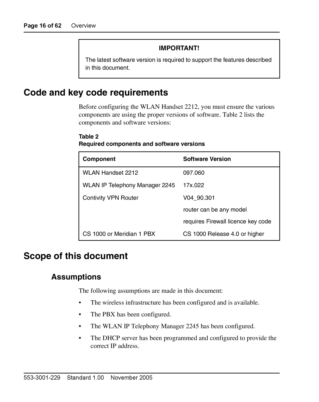 Nortel Networks 2212 manual Code and key code requirements, Scope of this document 