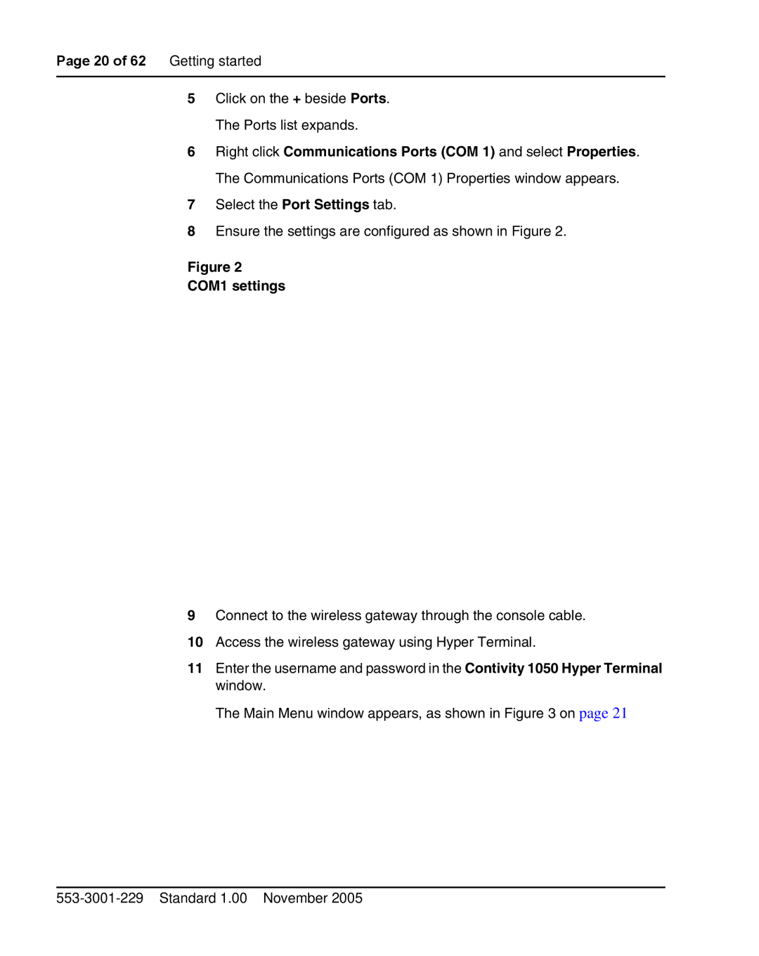 Nortel Networks 2212 manual COM1 settings 