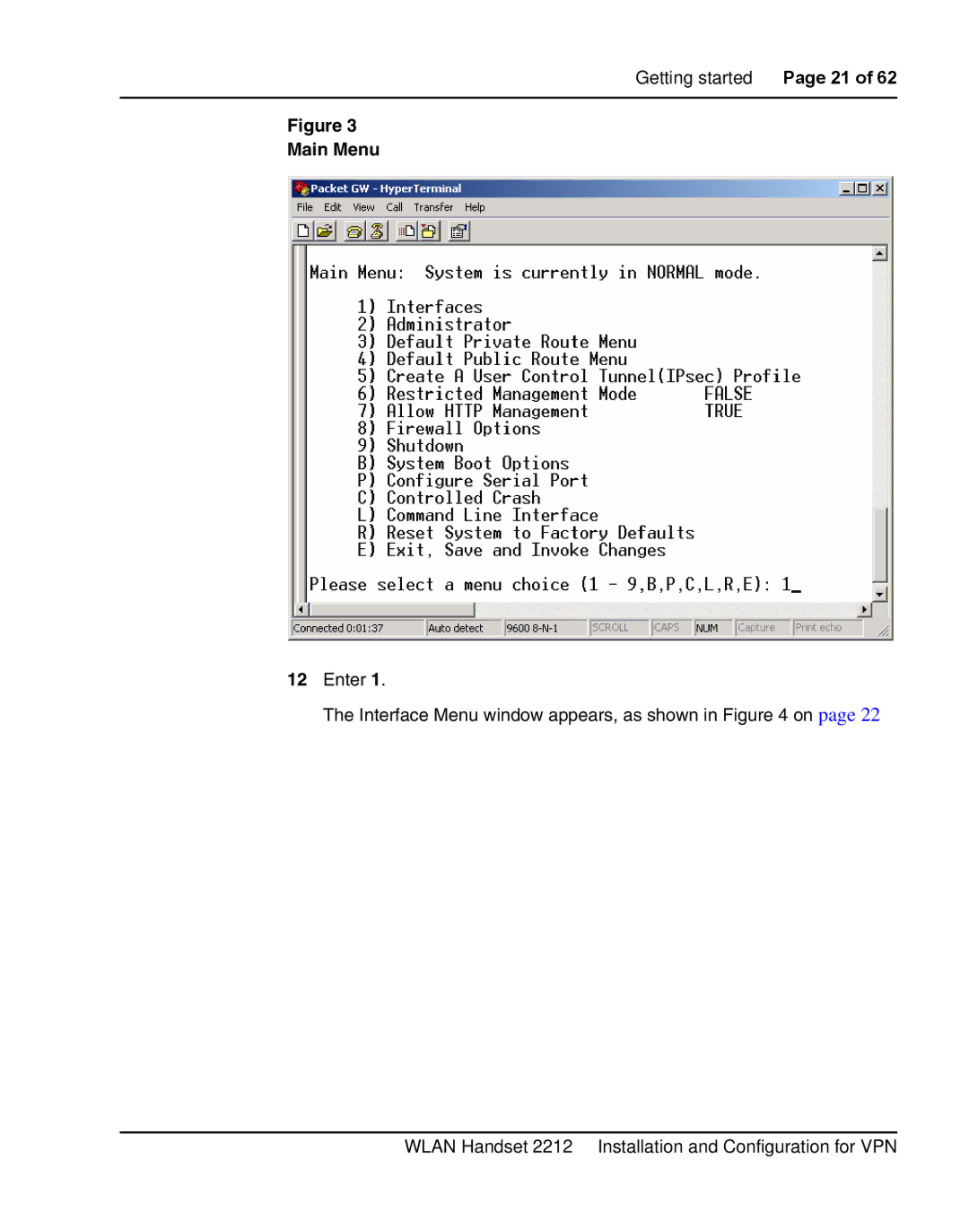 Nortel Networks 2212 manual Main Menu 