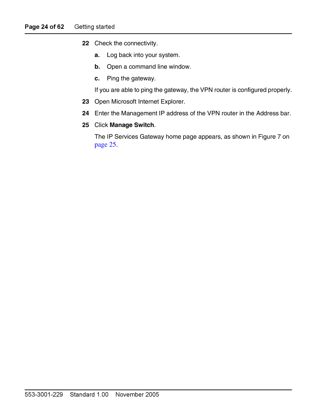 Nortel Networks 2212 manual Click Manage Switch 