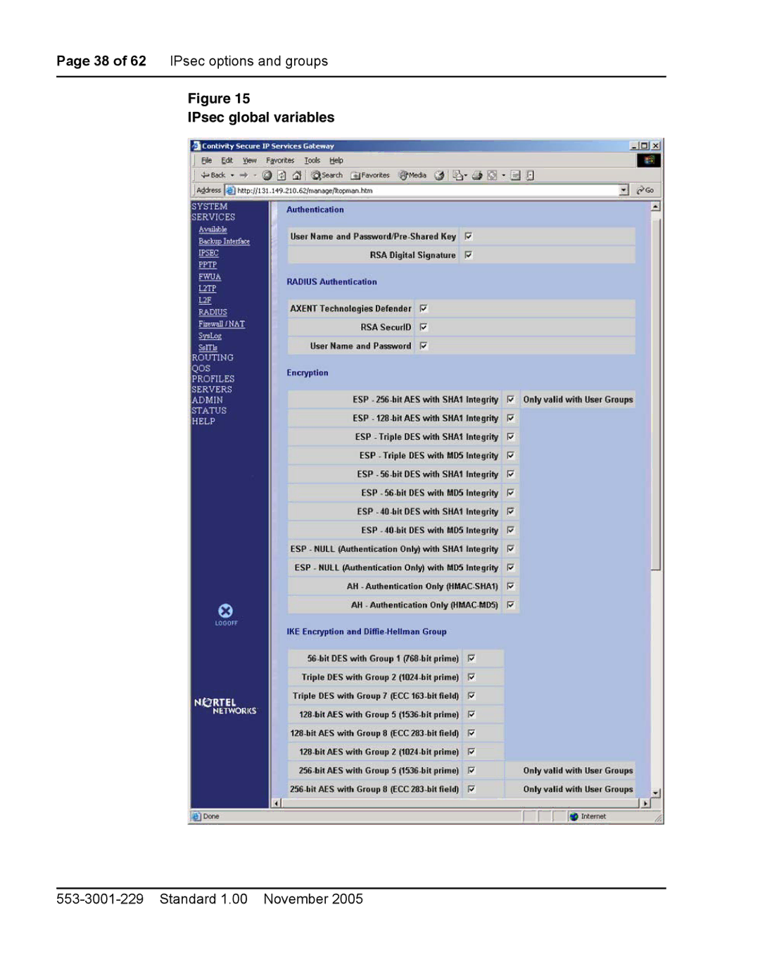 Nortel Networks 2212 manual IPsec global variables 