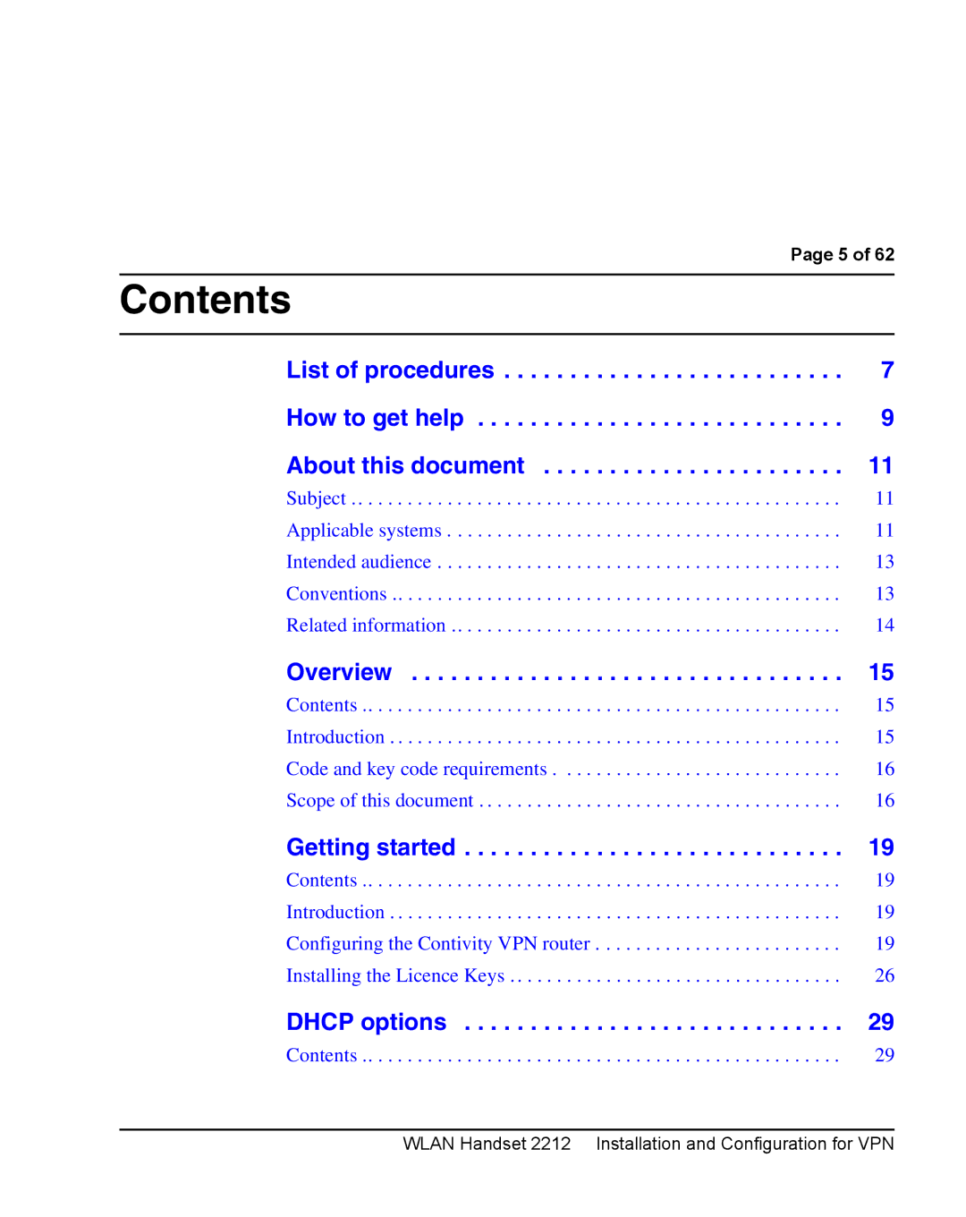 Nortel Networks 2212 manual Contents 