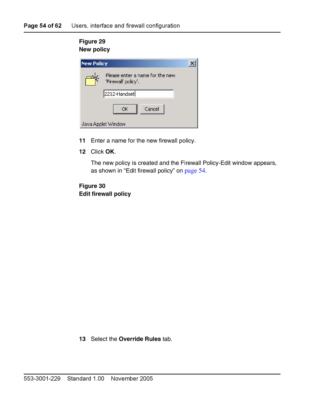 Nortel Networks 2212 manual New policy, Edit firewall policy 