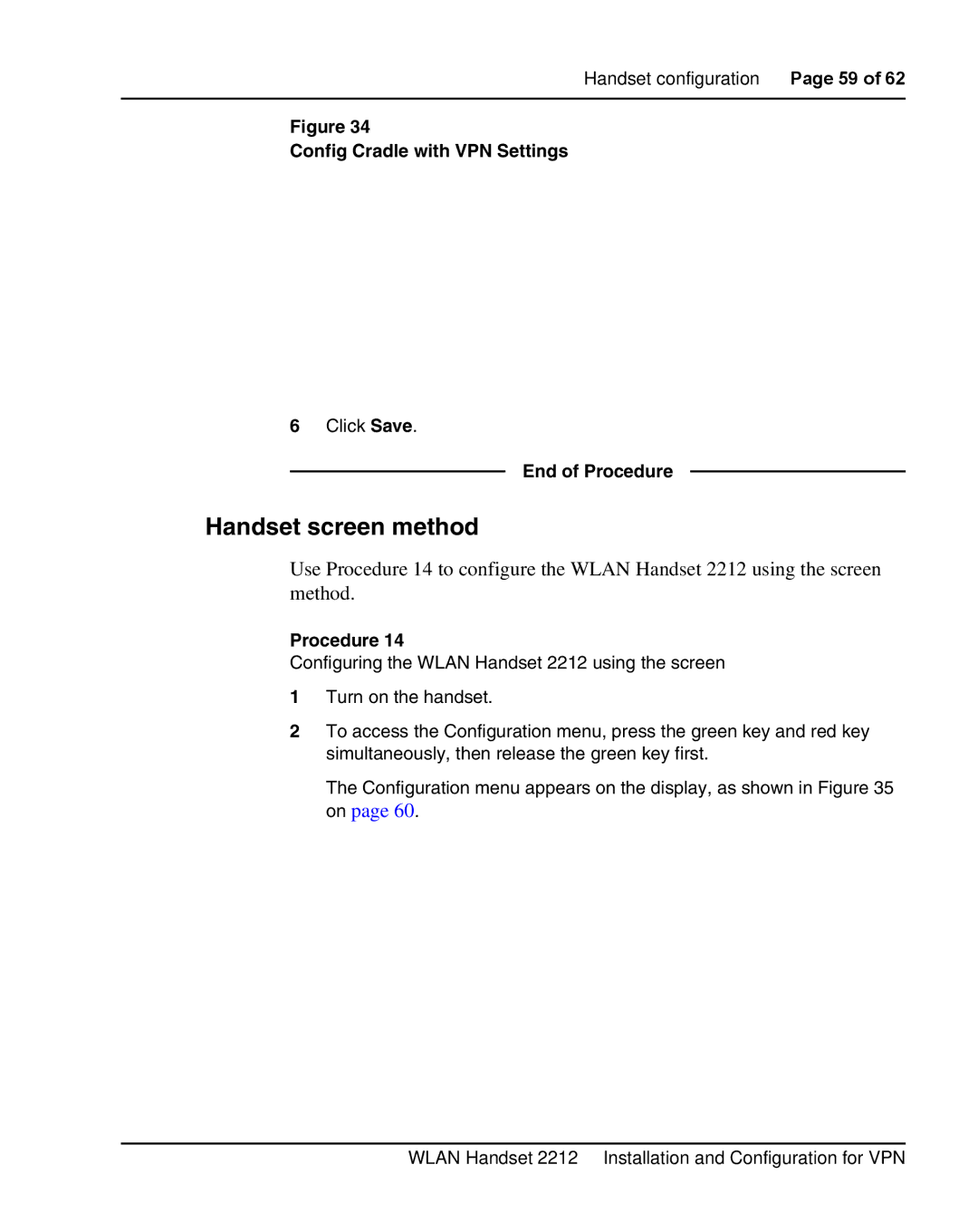 Nortel Networks 2212 manual Config Cradle with VPN Settings, Procedure 