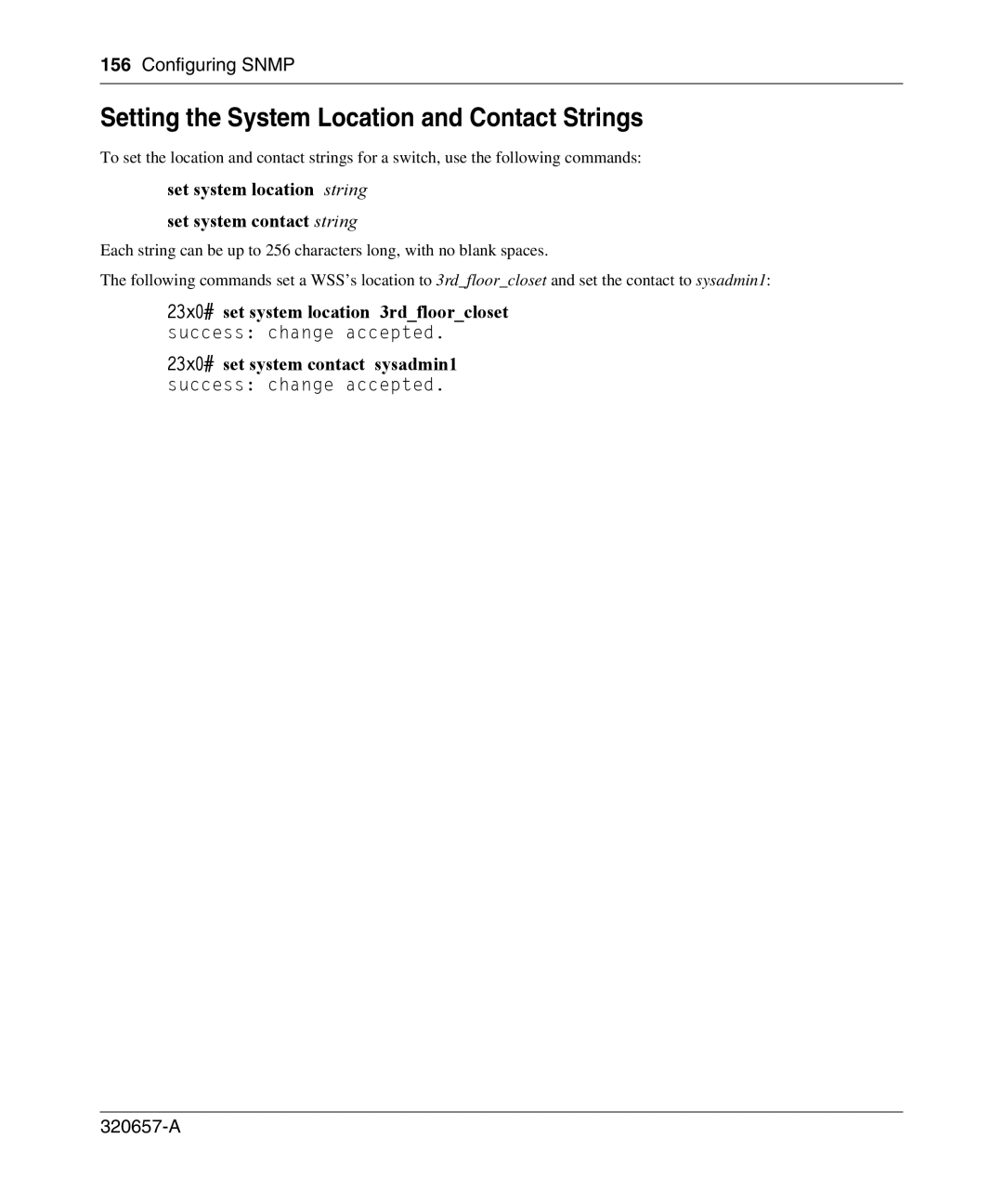 Nortel Networks 2300 Setting the System Location and Contact Strings, Set system location string set system contact string 