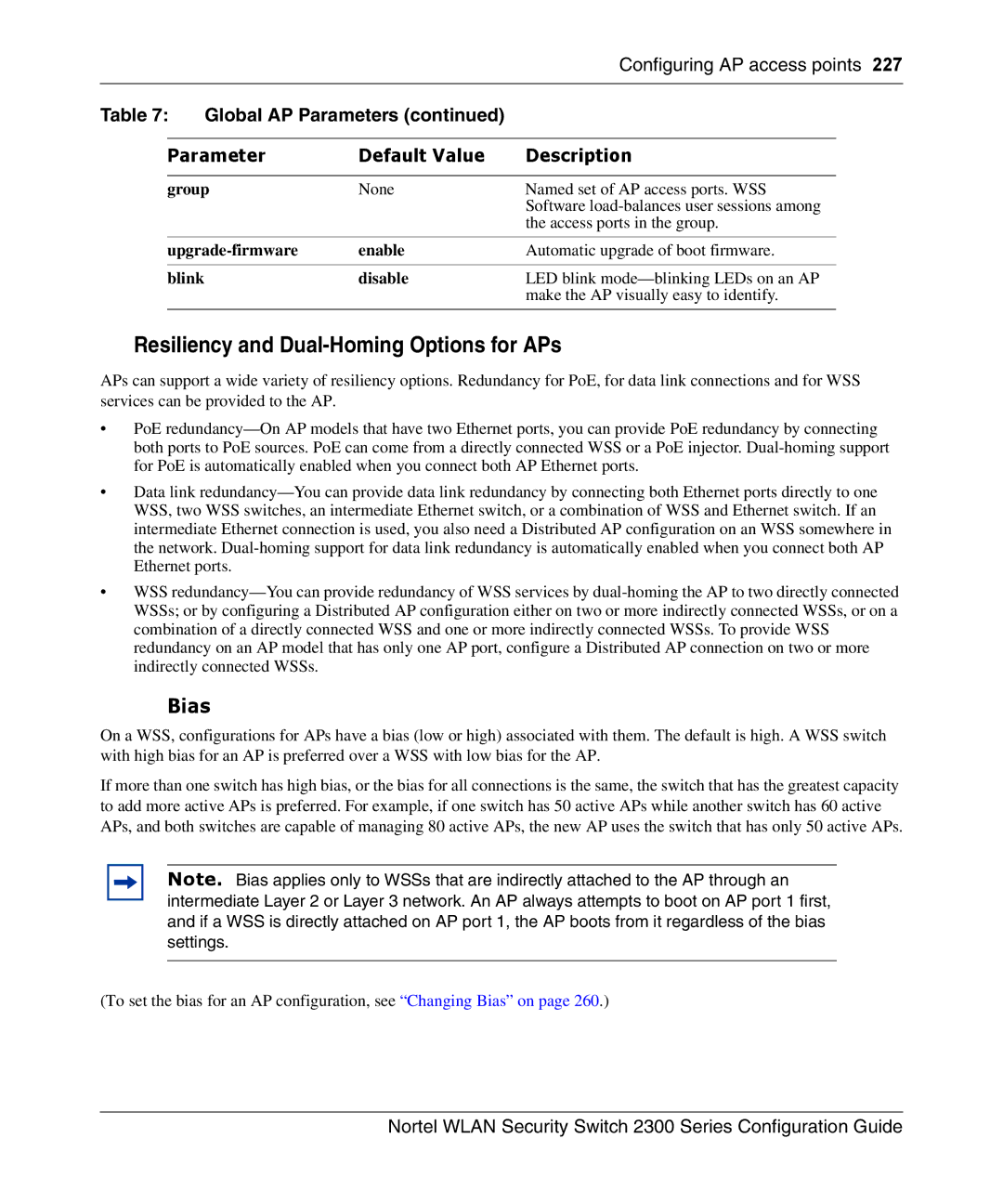 Nortel Networks 2300 manual Resiliency and Dual-Homing Options for APs, Group, Upgrade-firmware Enable, Disable 