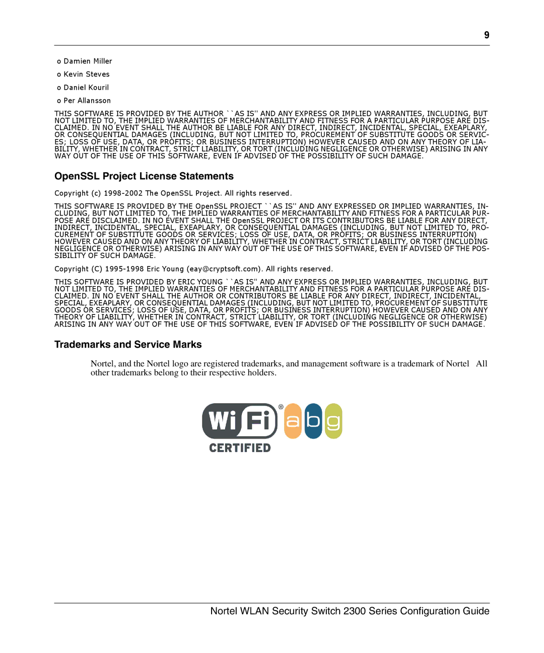 Nortel Networks 2300 manual OpenSSL Project License Statements 