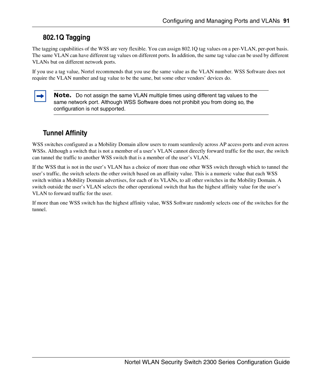 Nortel Networks 2300 manual 802.1Q Tagging, Tunnel Affinity 