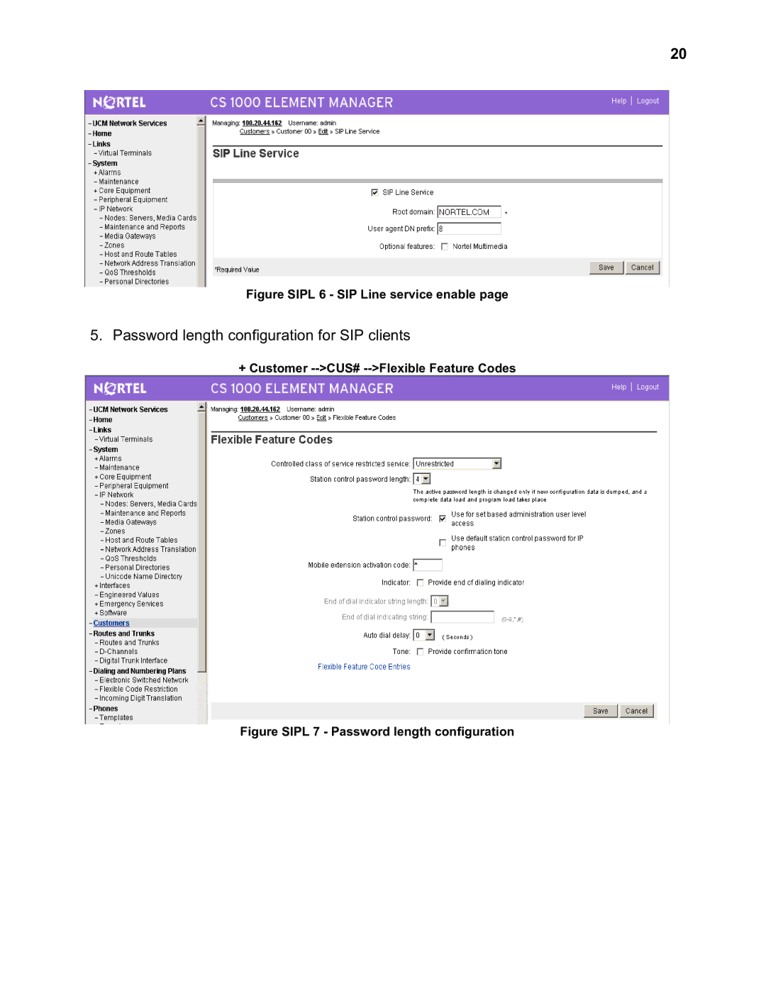 Nortel Networks 2330 quick start Password length configuration for SIP clients 