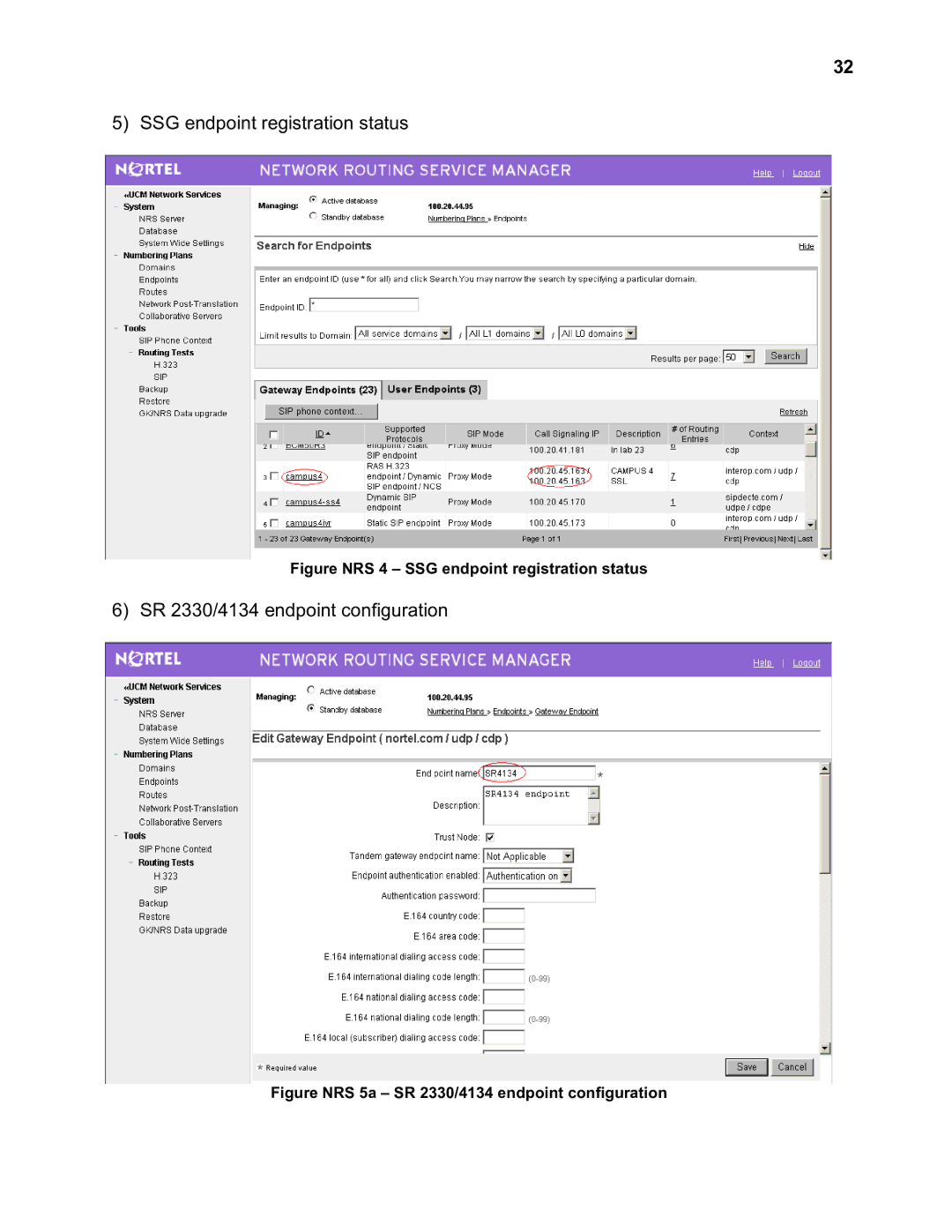 Nortel Networks 2330 quick start SSG endpoint registration status 