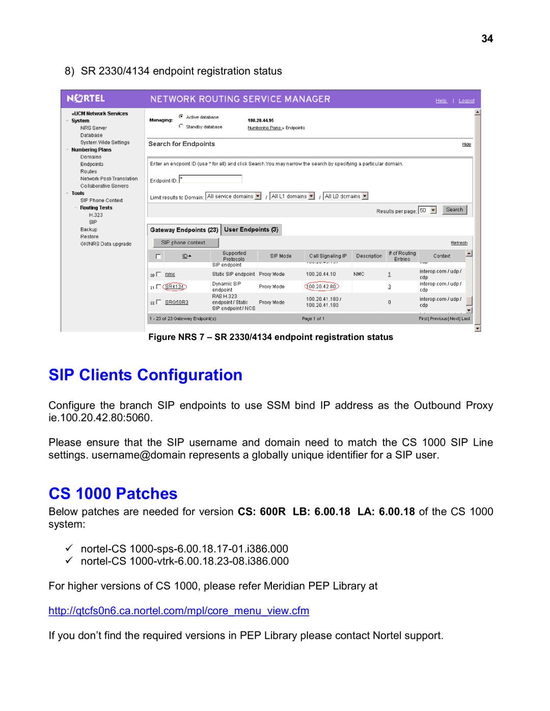 Nortel Networks 2330 quick start SIP Clients Configuration, CS 1000 Patches 