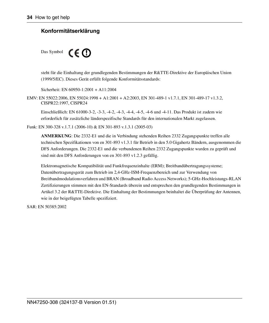 Nortel Networks 2332 manual Konformitätserklärung 