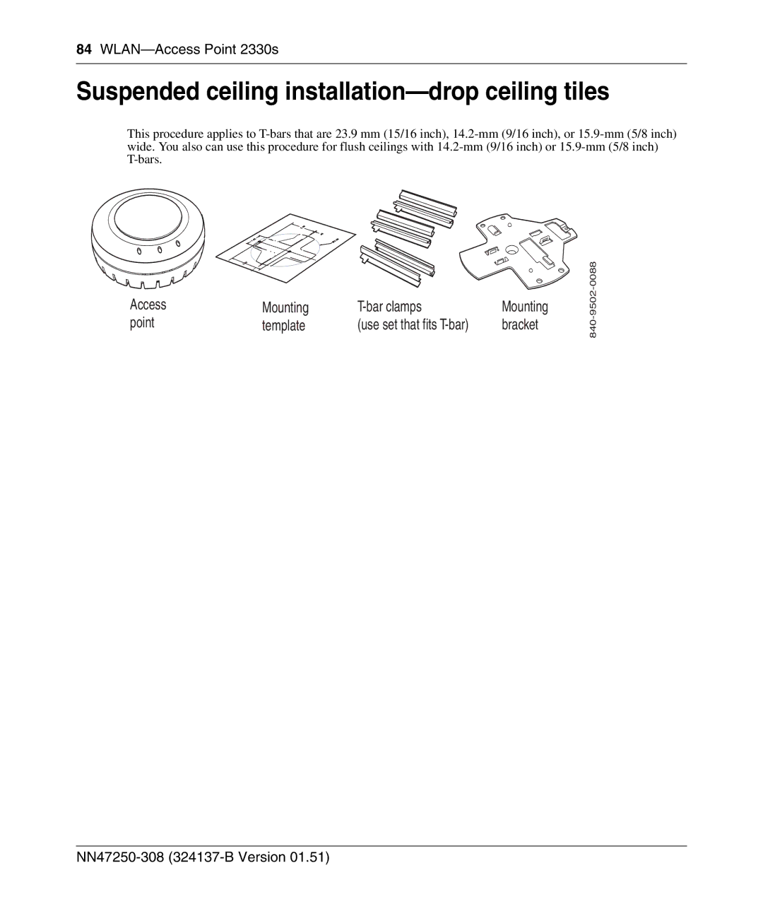 Nortel Networks 2332 manual Suspended ceiling installation-drop ceiling tiles, Point Template 