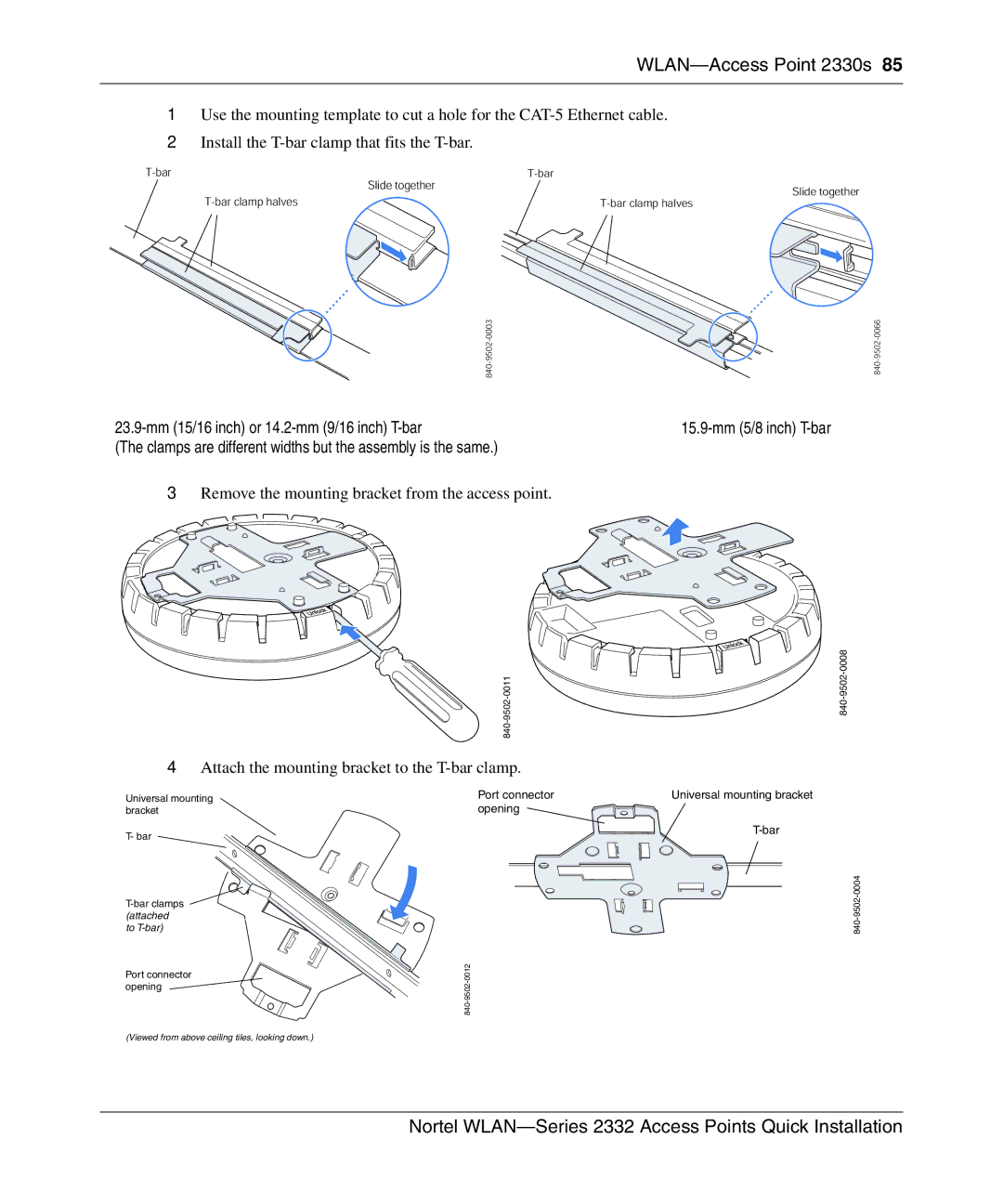 Nortel Networks 2332 manual 15.9-mm 5/8 inch T-bar 