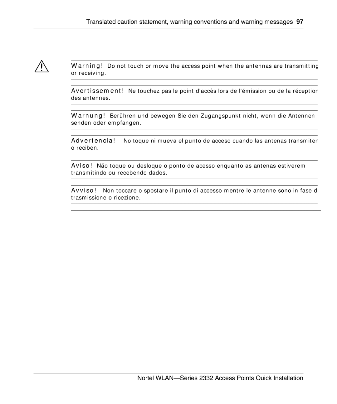 Nortel Networks manual Nortel WLAN-Series 2332 Access Points Quick Installation 