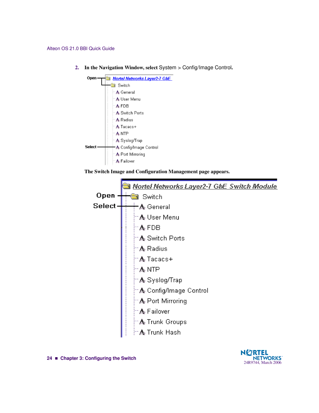 Nortel Networks 24R9744 manual 24 „ Configuring the Switch 