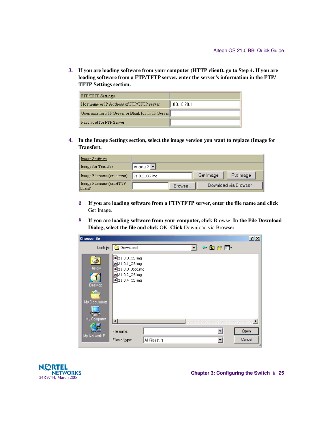 Nortel Networks 24R9744 manual Configuring the Switch „ 