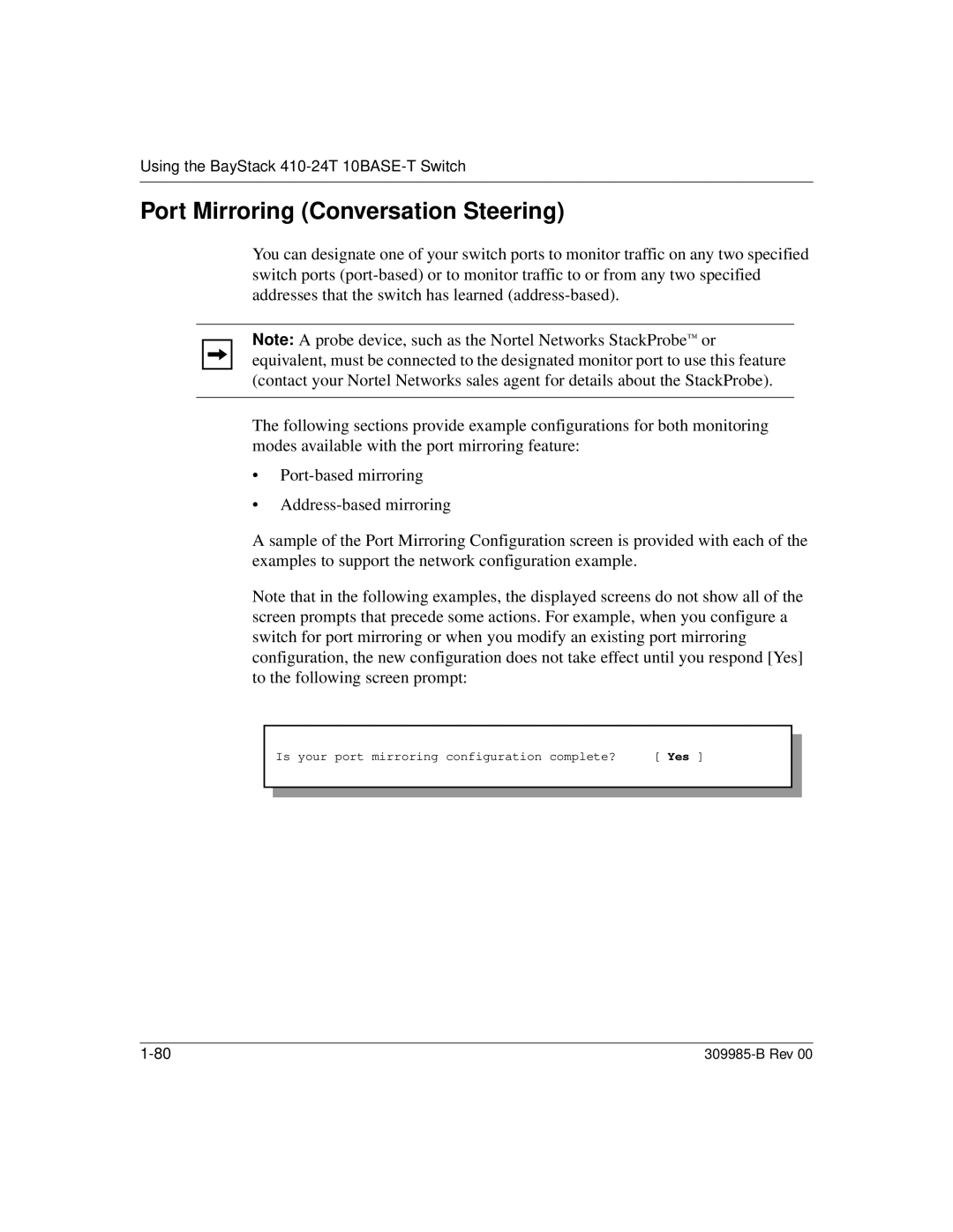 Nortel Networks 24T manual Port Mirroring Conversation Steering 