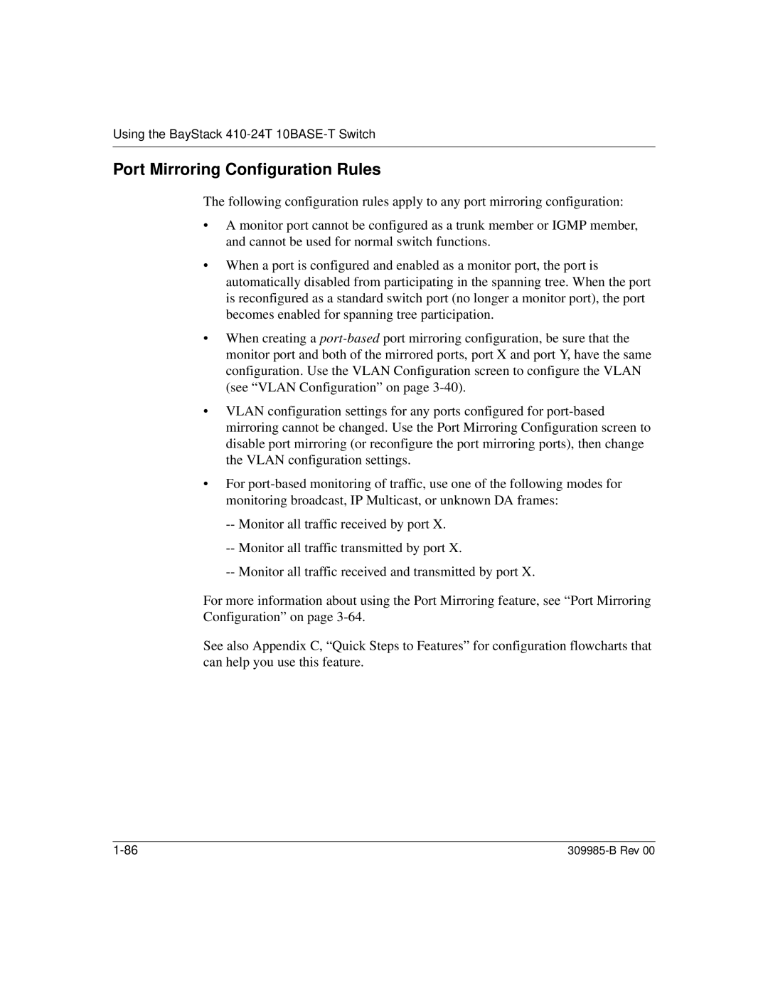 Nortel Networks 24T manual Port Mirroring Configuration Rules 