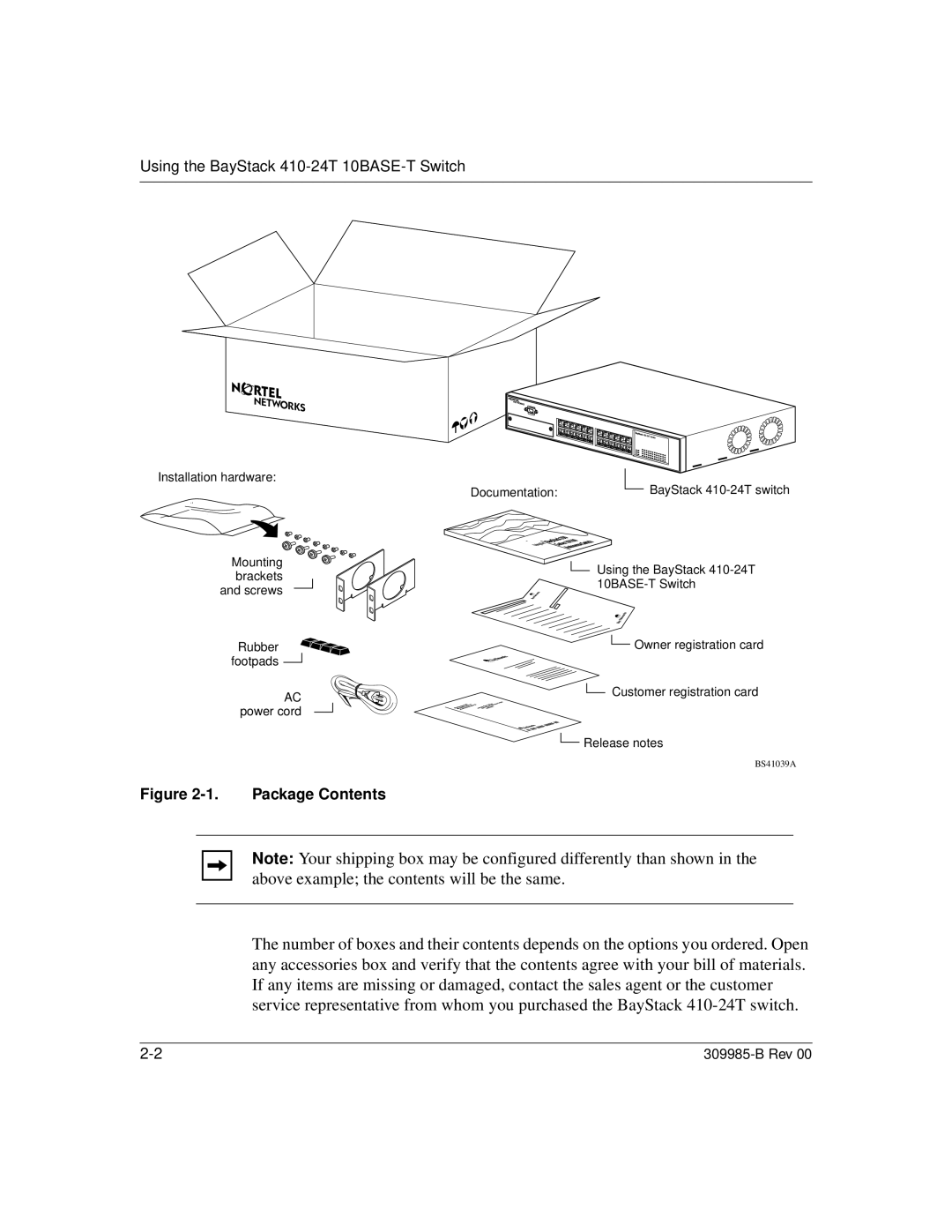 Nortel Networks 24T manual Package Contents 