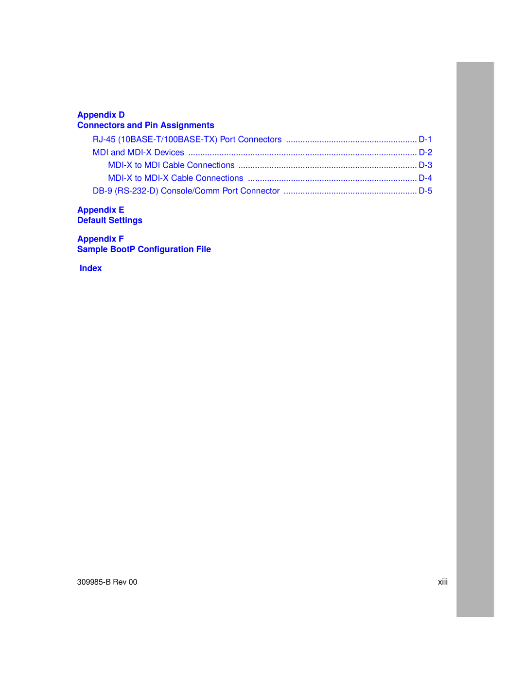 Nortel Networks 24T manual Appendix D Connectors and Pin Assignments 