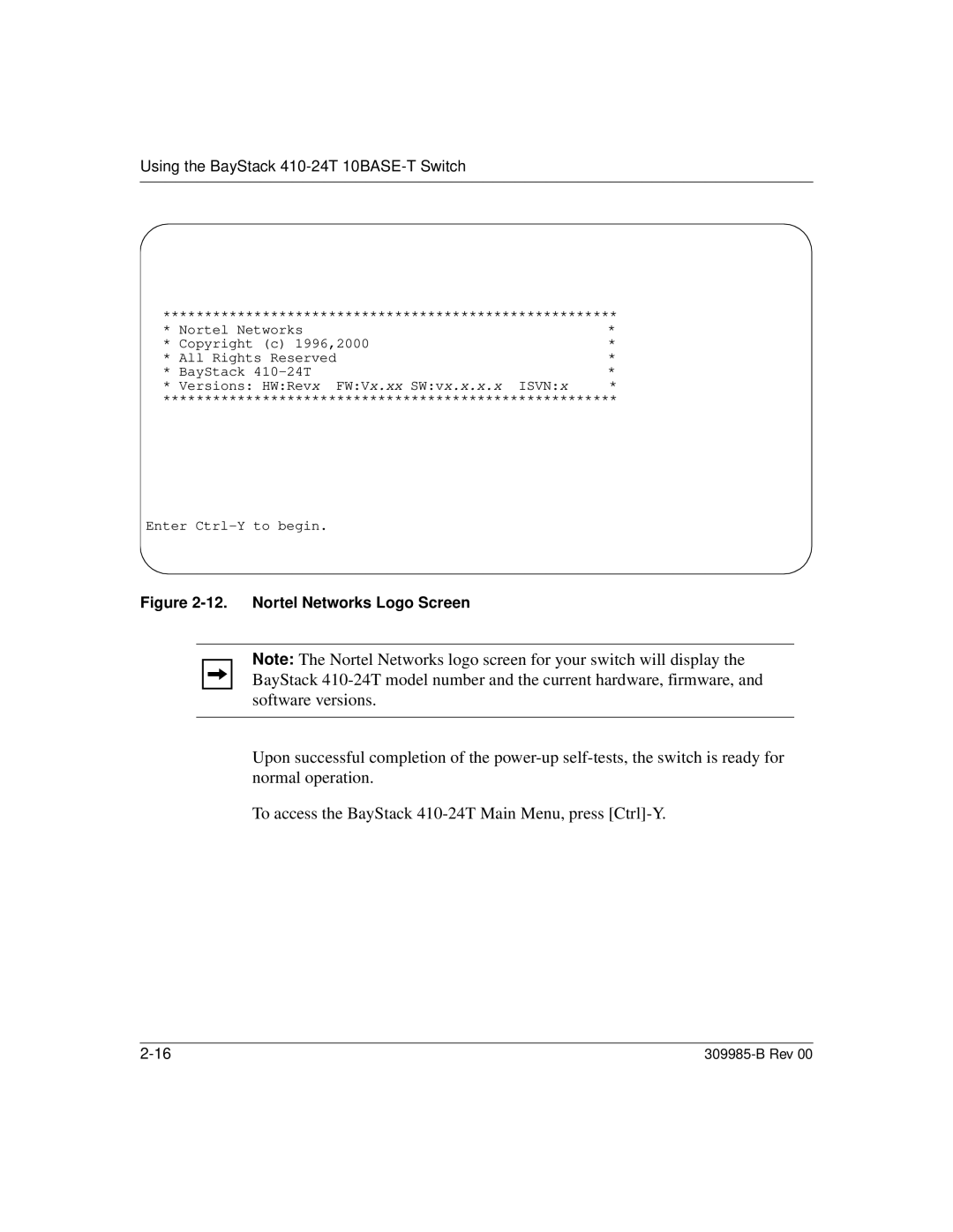 Nortel Networks 24T manual Nortel Networks Logo Screen 