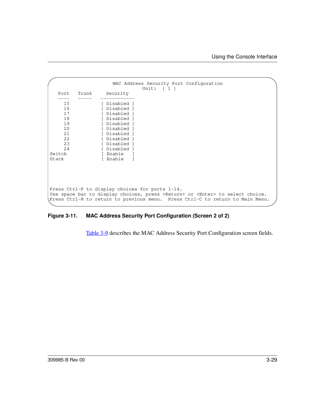 Nortel Networks 24T manual MAC Address Security Port Configuration Screen 2 