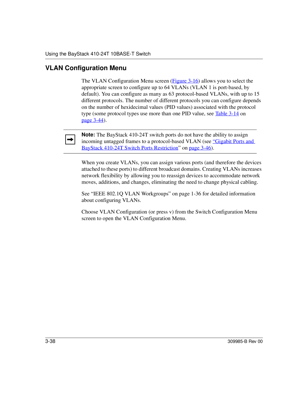 Nortel Networks 24T manual Vlan Configuration Menu 