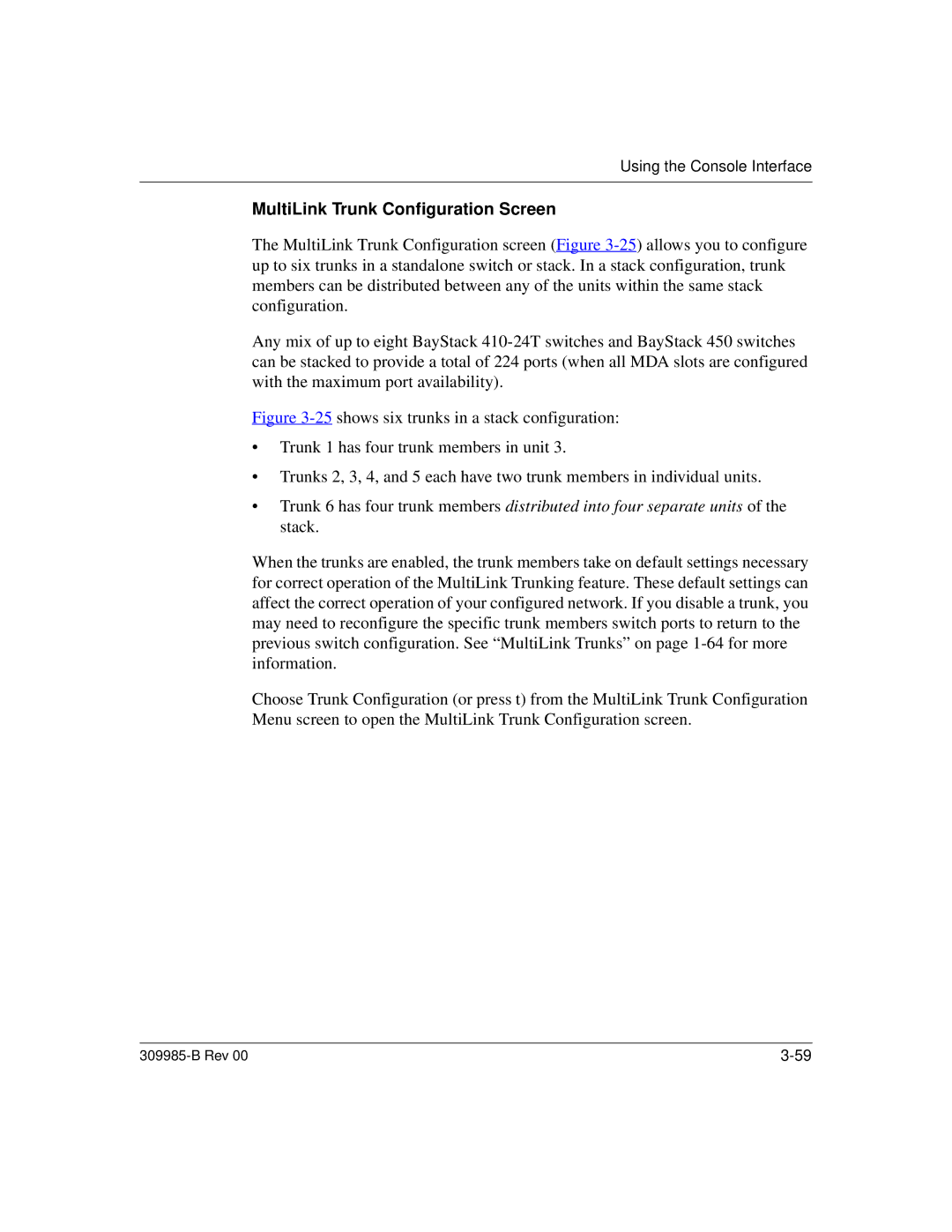 Nortel Networks 24T manual MultiLink Trunk Configuration Screen 