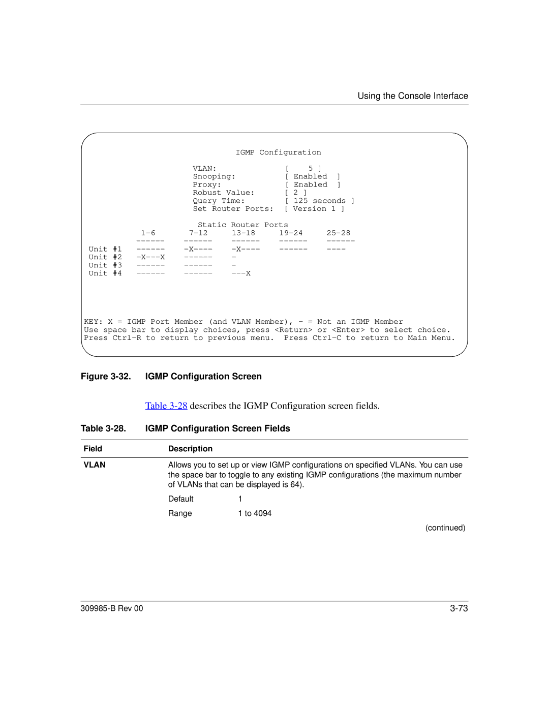 Nortel Networks 24T describes the Igmp Configuration screen fields, Igmp Configuration Screen Fields, Field Description 