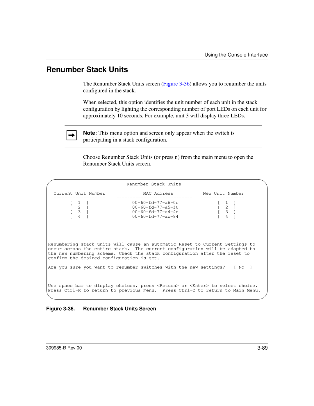 Nortel Networks 24T manual Renumber Stack Units Screen 